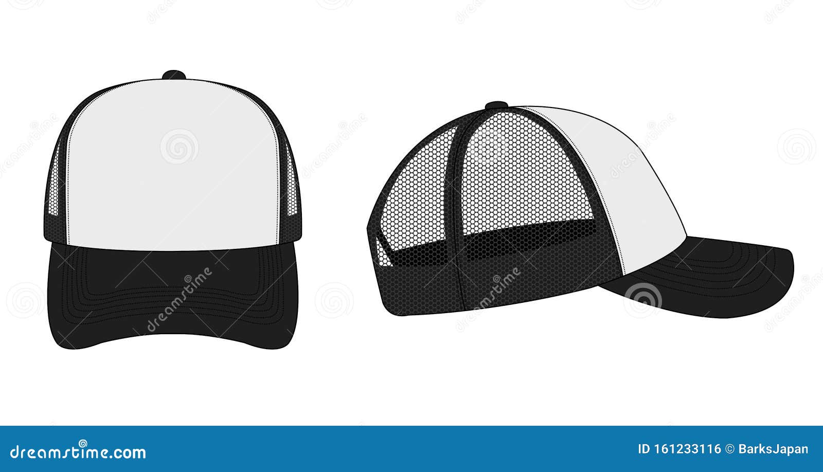 trucker cap , mesh cap template  / black