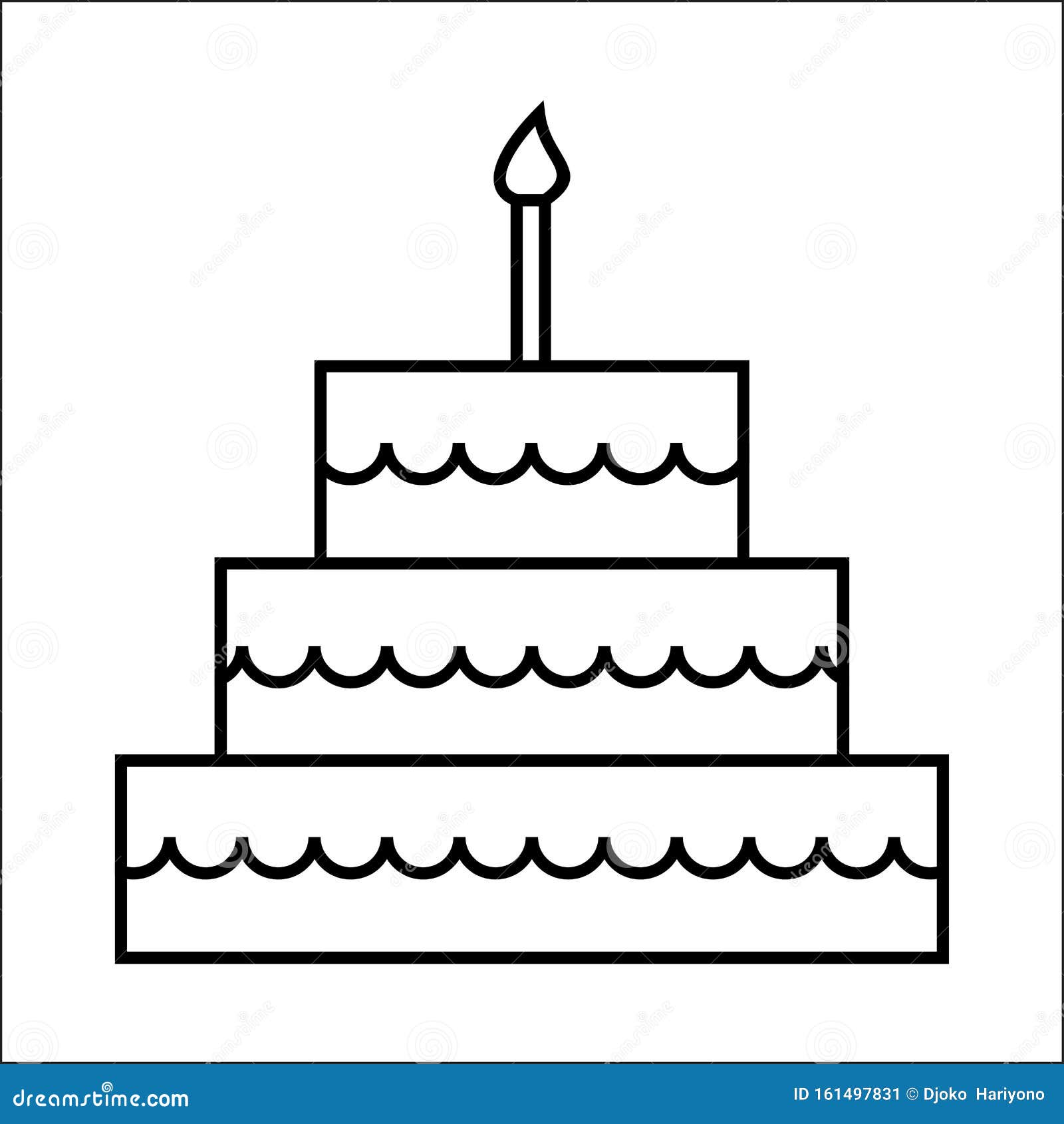 Drawing Cake Birthday Vector Coloring Stock Vector - Illustration of cake,  food: 161497831