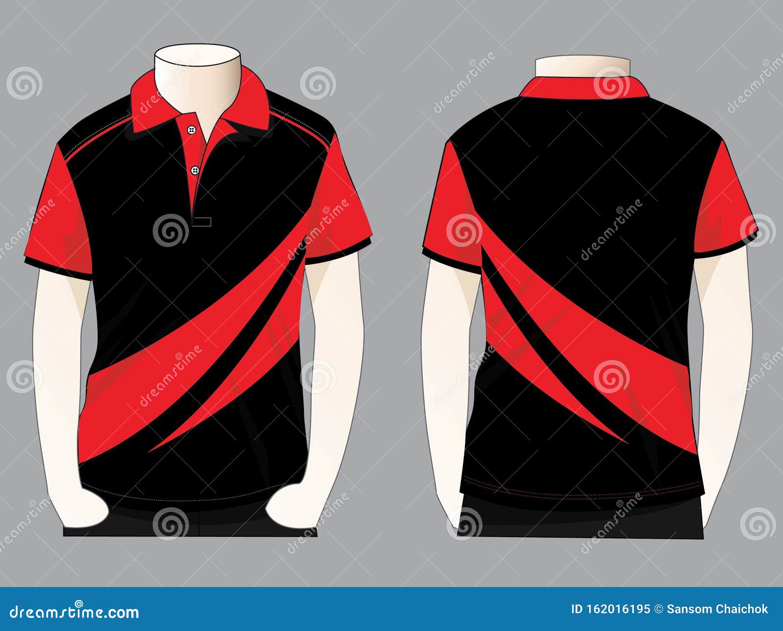 Black-Red Short Sleeve Polo Shirt Design Stock Illustration ...