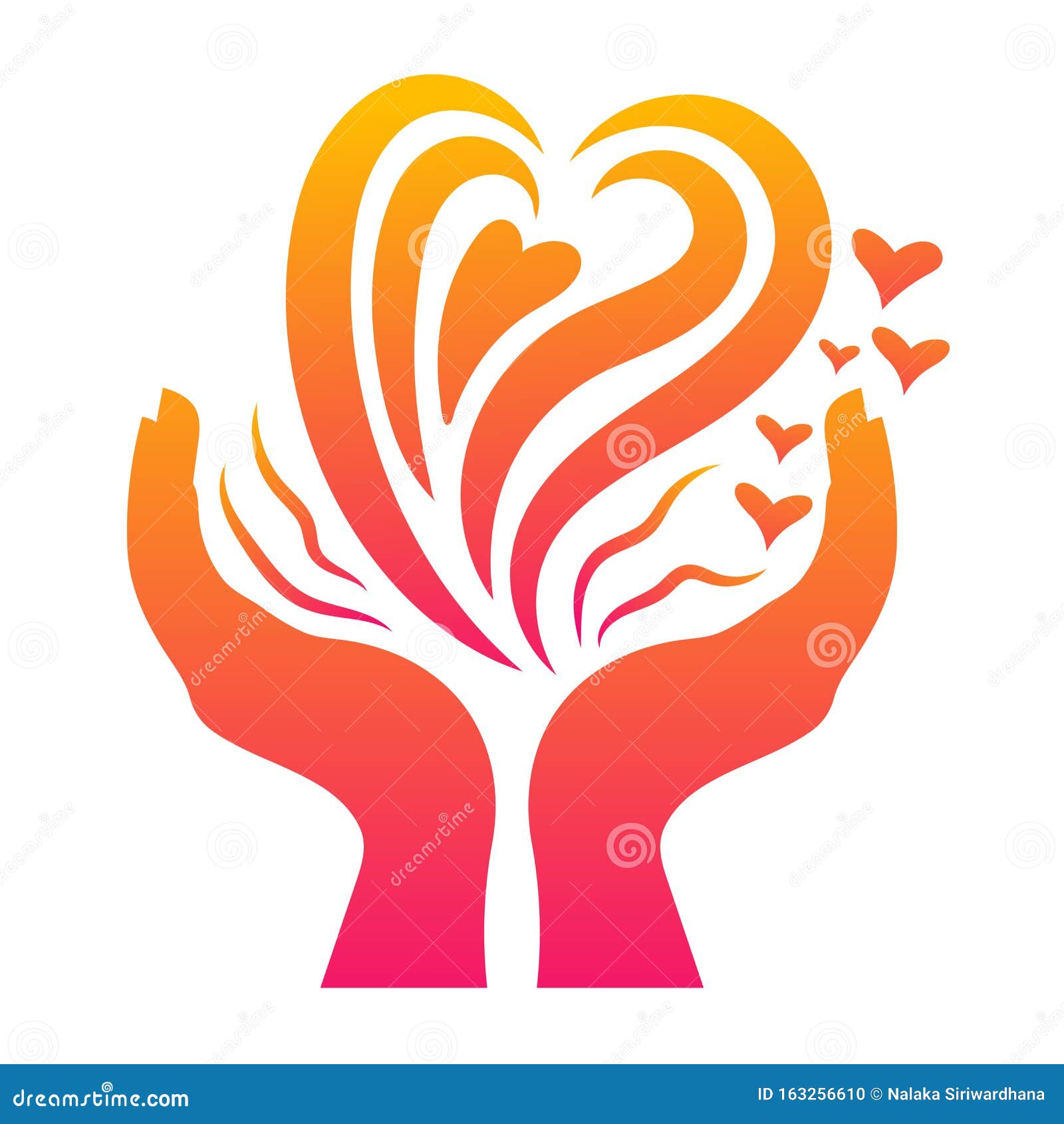 Heart on hands stock vector. Illustration of isolated 163256610