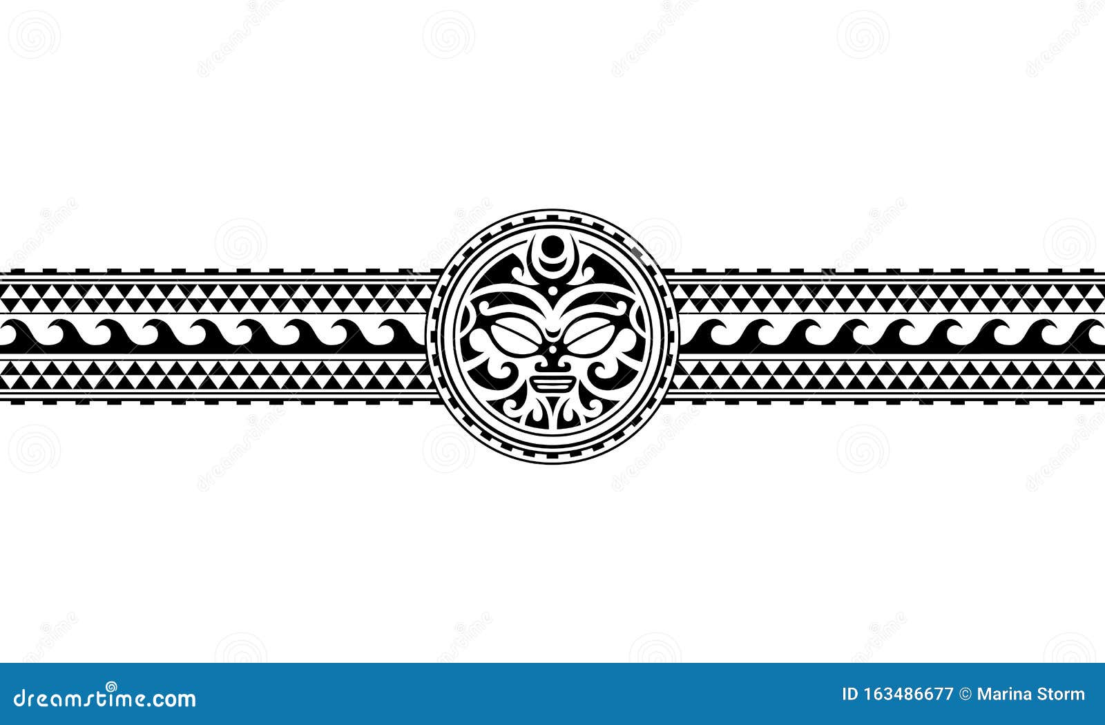 Maori Polynesian Tattoo Border Tribal Sleeve Pattern Vector Samoan Bracelet Tattoo Design Fore Arm Or Foot Stock Vector Illustration Of Isolated Aztec