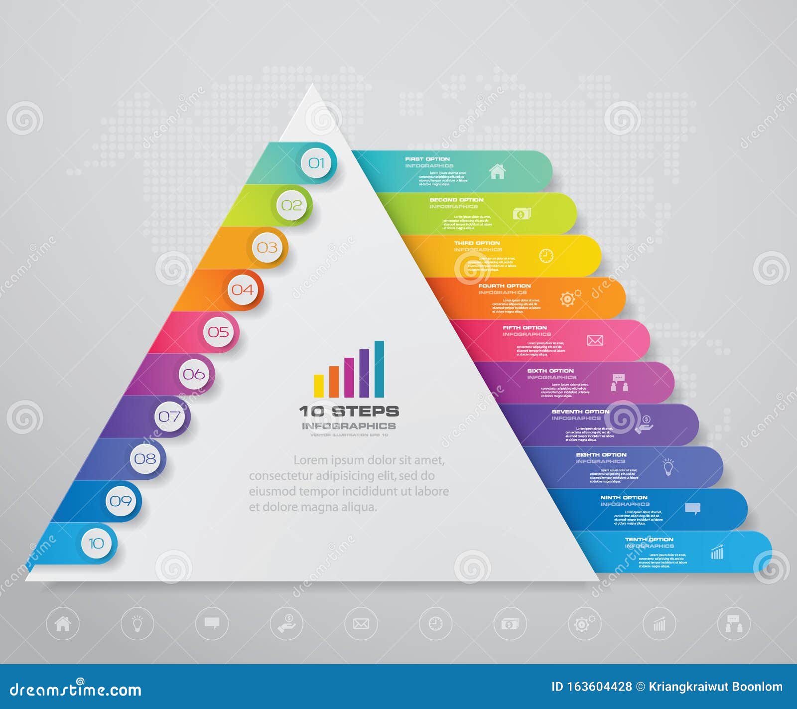 10 Steps Pyramid With Free Space For Text On Each Level Infographics Presentations Or Advertising Stock Vector Illustration Of Design Chart