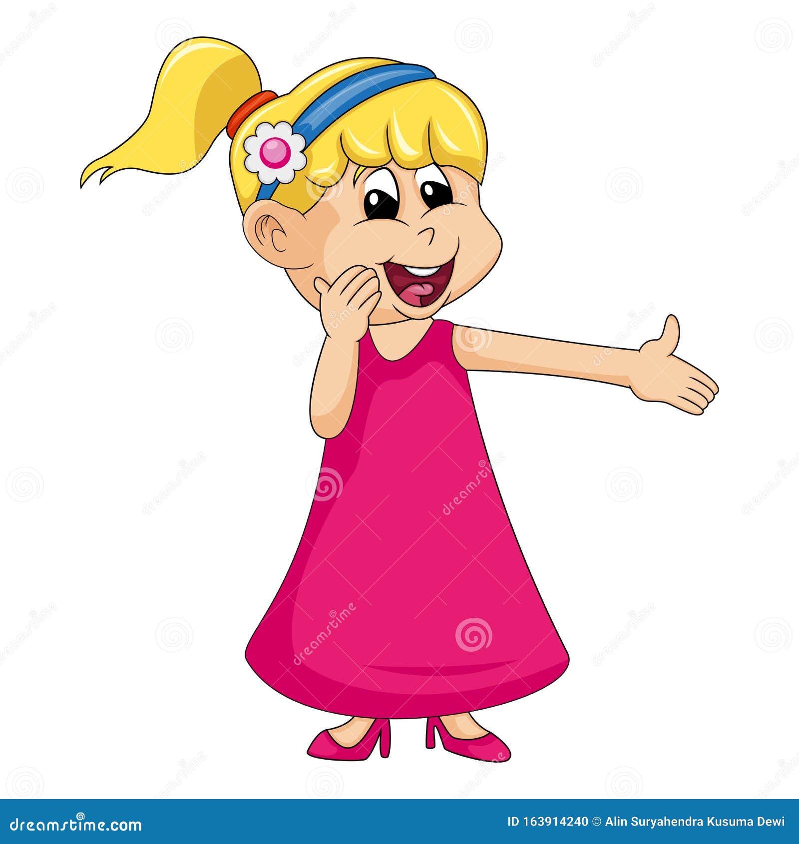 Pretty Girl in Pink Cartoon Vector Illustration Stock Vector