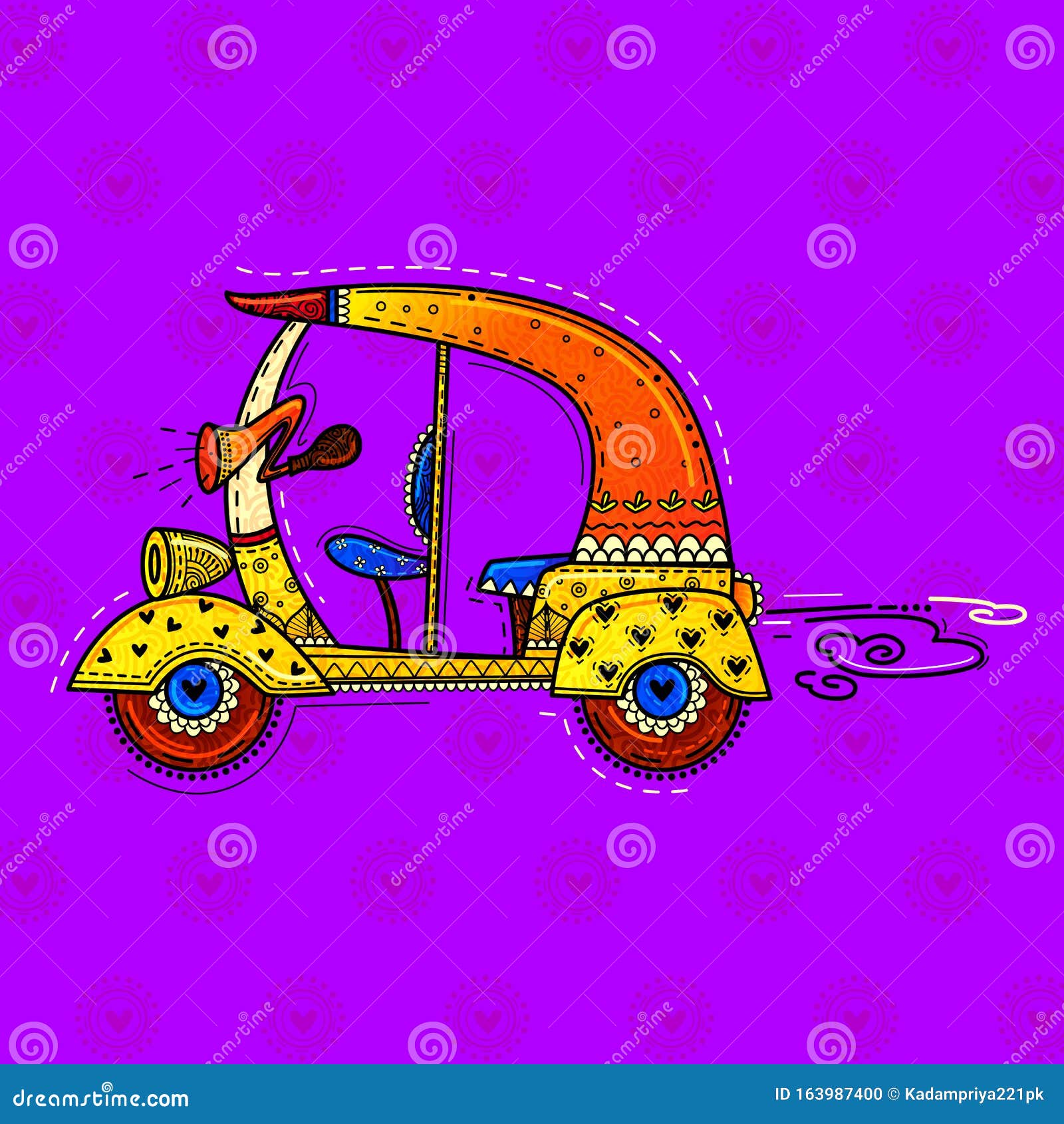   of desi indian art style auto rickshaw.