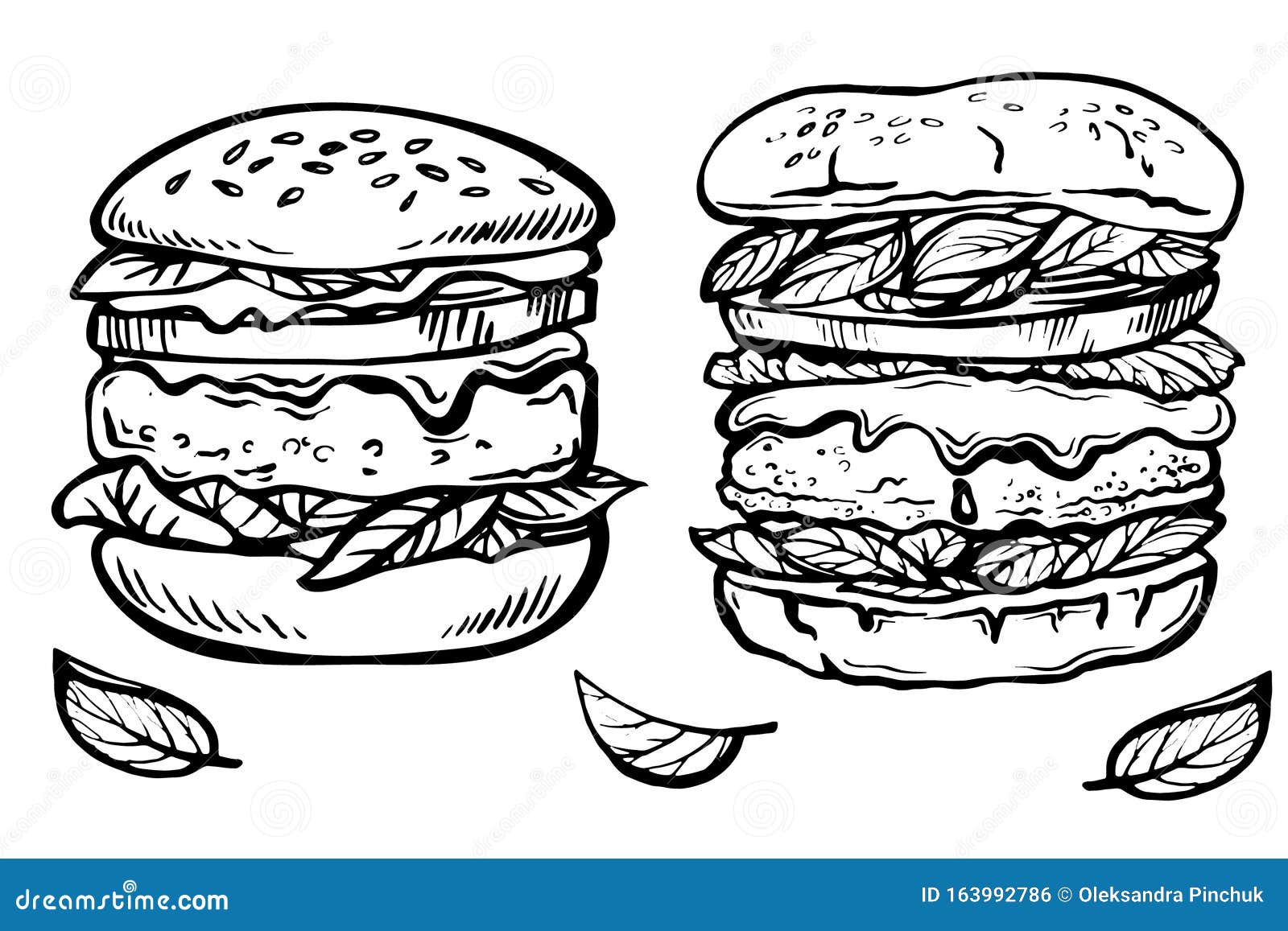 Learn How to Draw a Burger Snacks Step by Step  Drawing Tutorials