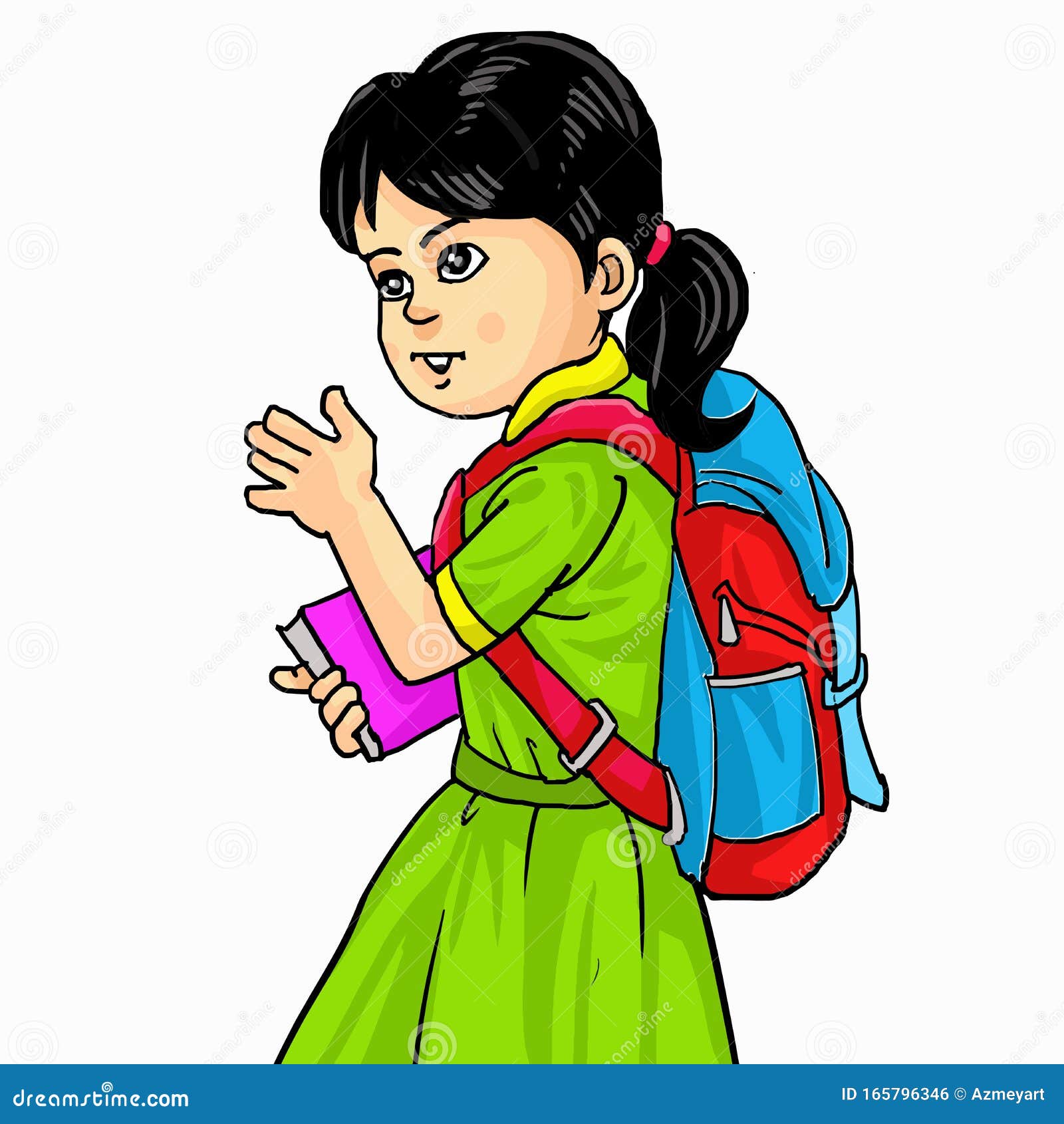 Girl Ready To School Cartoon Stock Vector Illustration Of Fashion Elementary