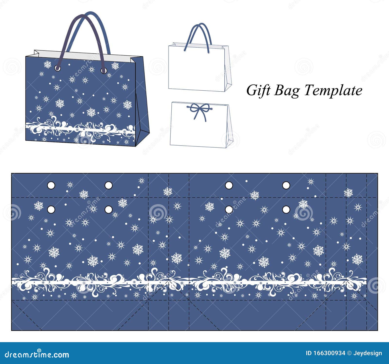 Gift Bag Template, Holiday and Winter Design Stock Vector Illustration of design, marketing