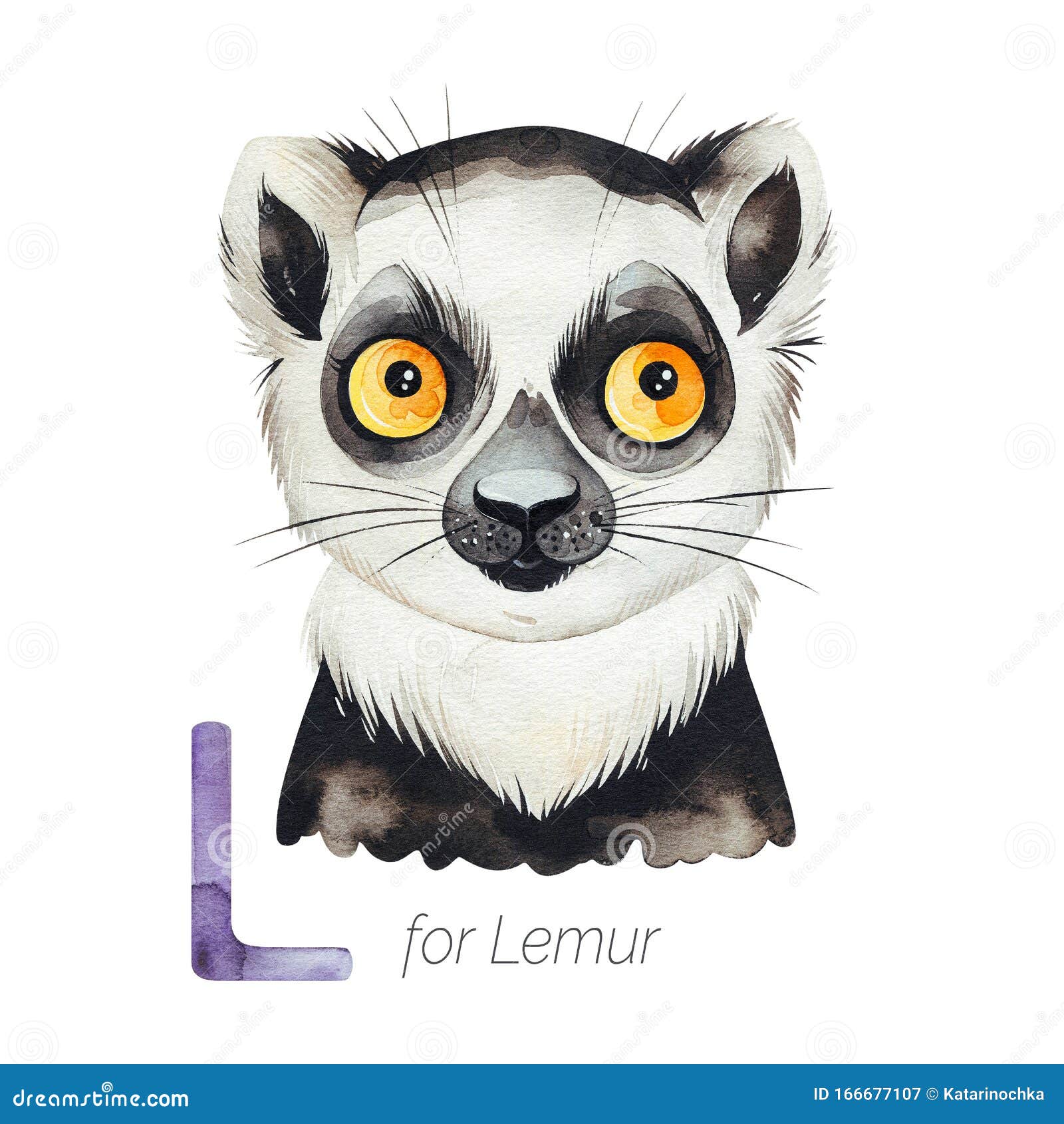 cute lemur for l letter.