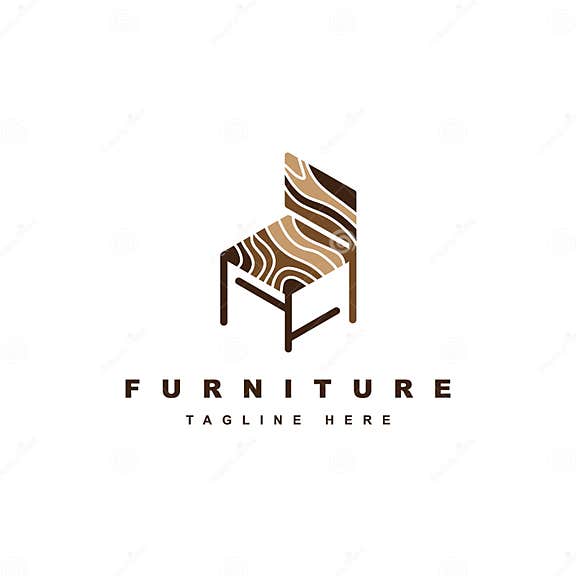 Furniture Logo Design Template.Wood Chair Illustration Icon Stock