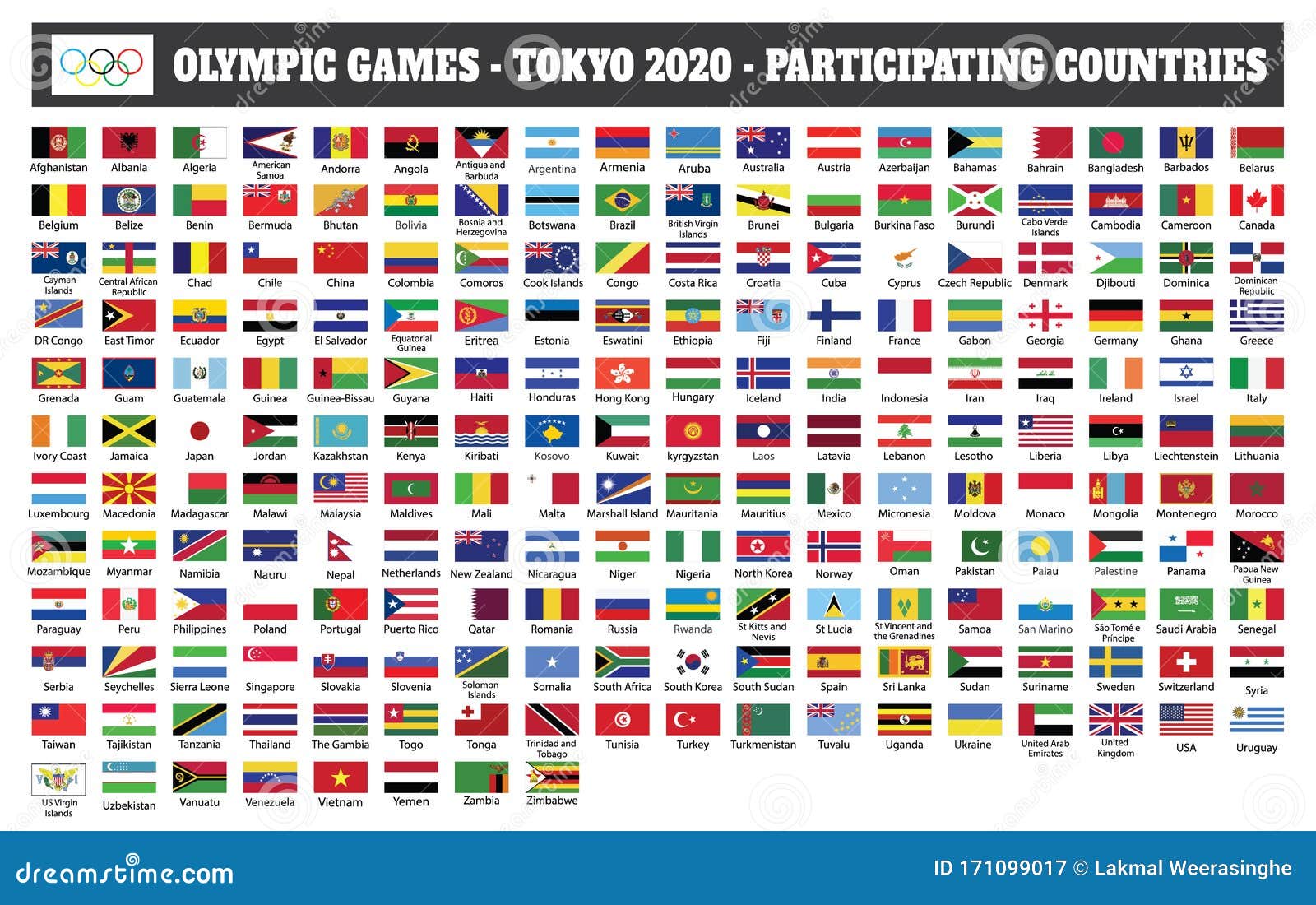 Olympic Games Tokyo 2020 Participating Countries Flags Stock Vector Illustration Of Brochure Contest 171099017
