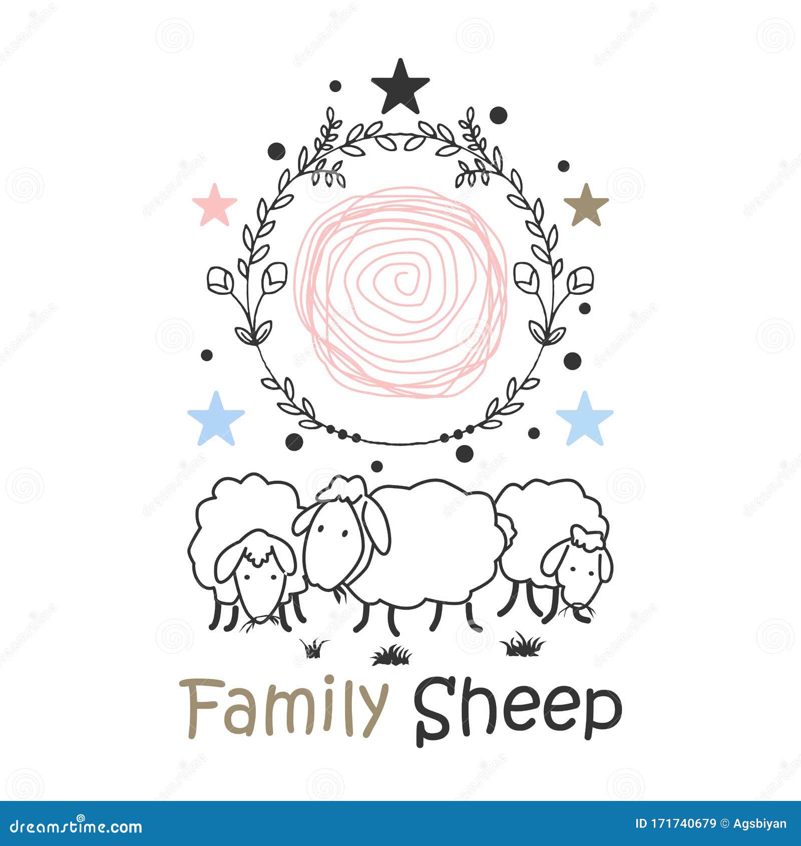 Sheep Family Design that Looks Happy when Gathered Stock Vector