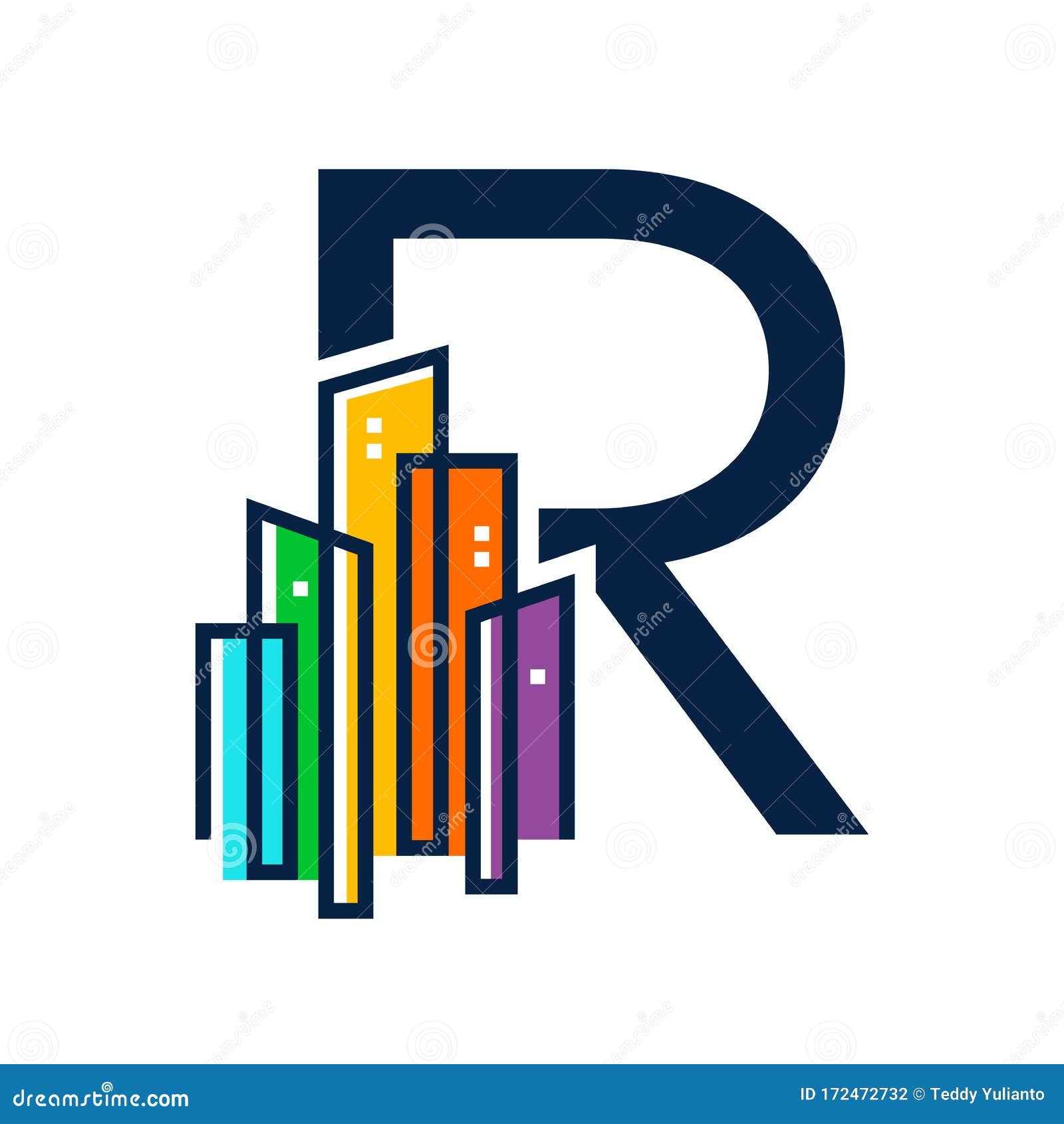 Colorful Initial Logo R Building Stock Vector - Illustration of cottage ...