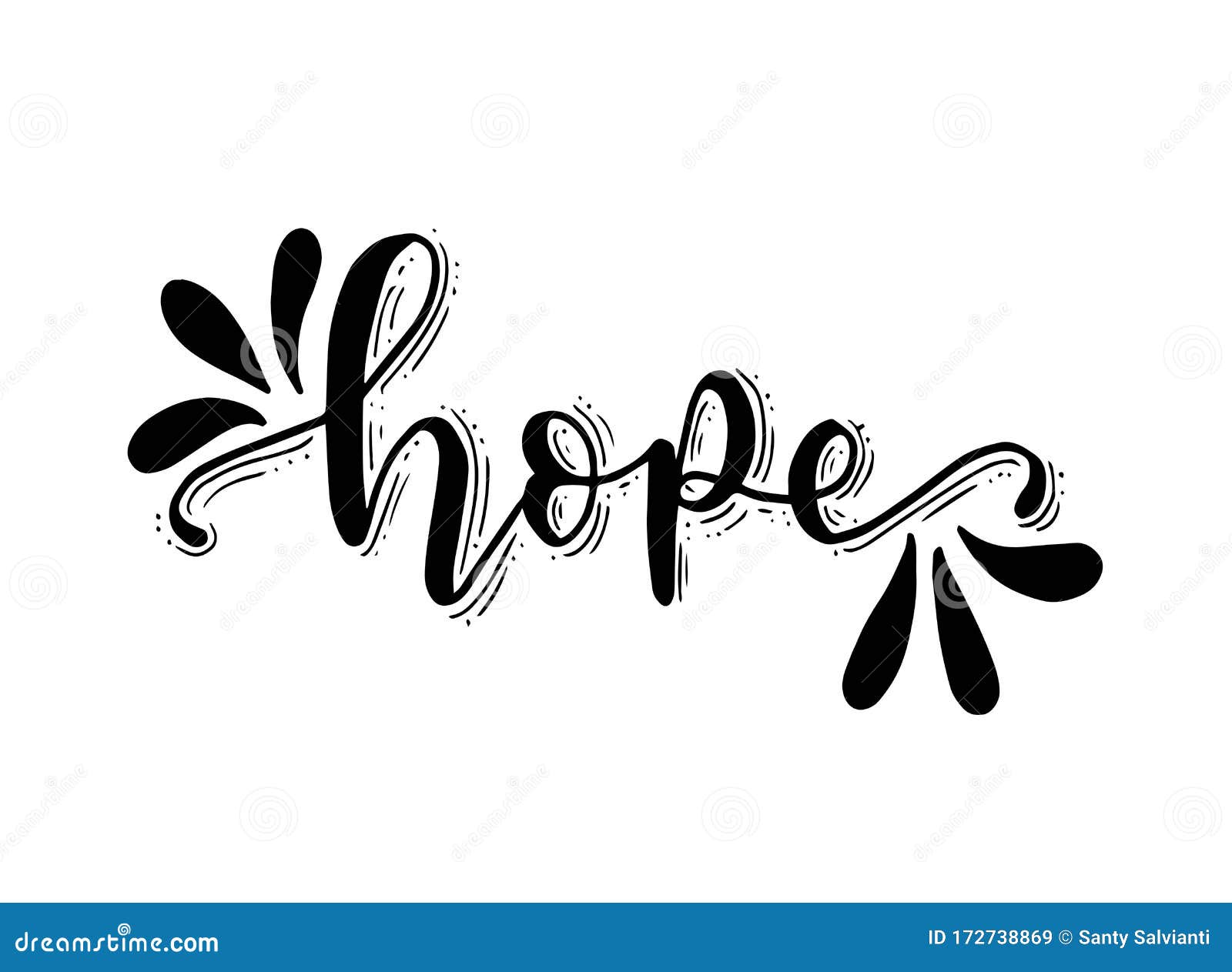 Handwritten Lettering Hope, Vector Illustration Stock Vector