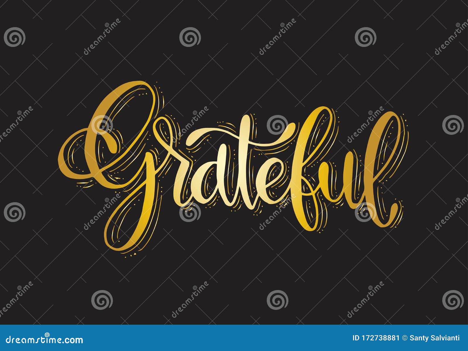 Grateful - Hand Lettering, Hand Drawn Card, Vector Illustration Stock