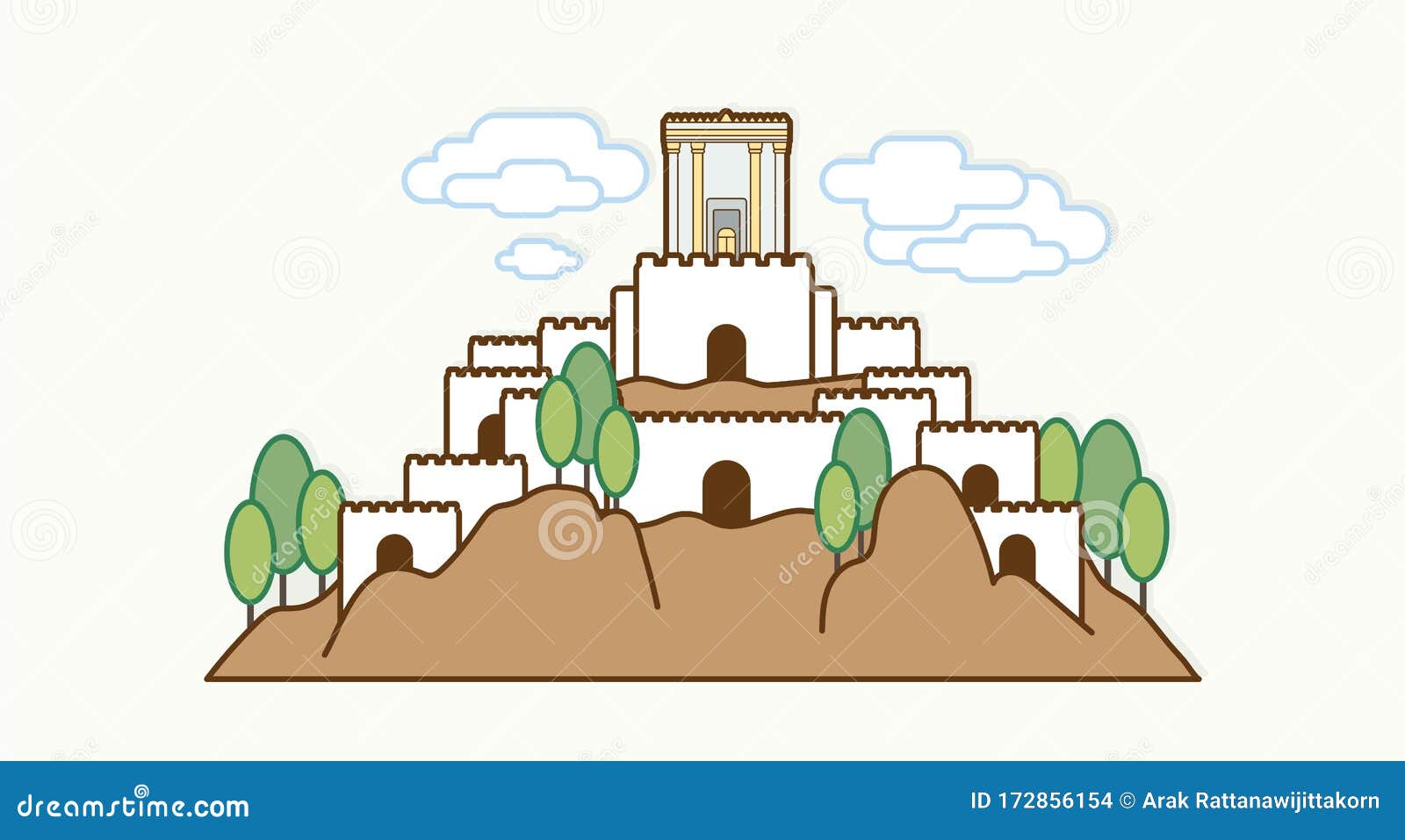 Jerusalem Israel, Temple at Old City Israel Cartoon Graphic Stock