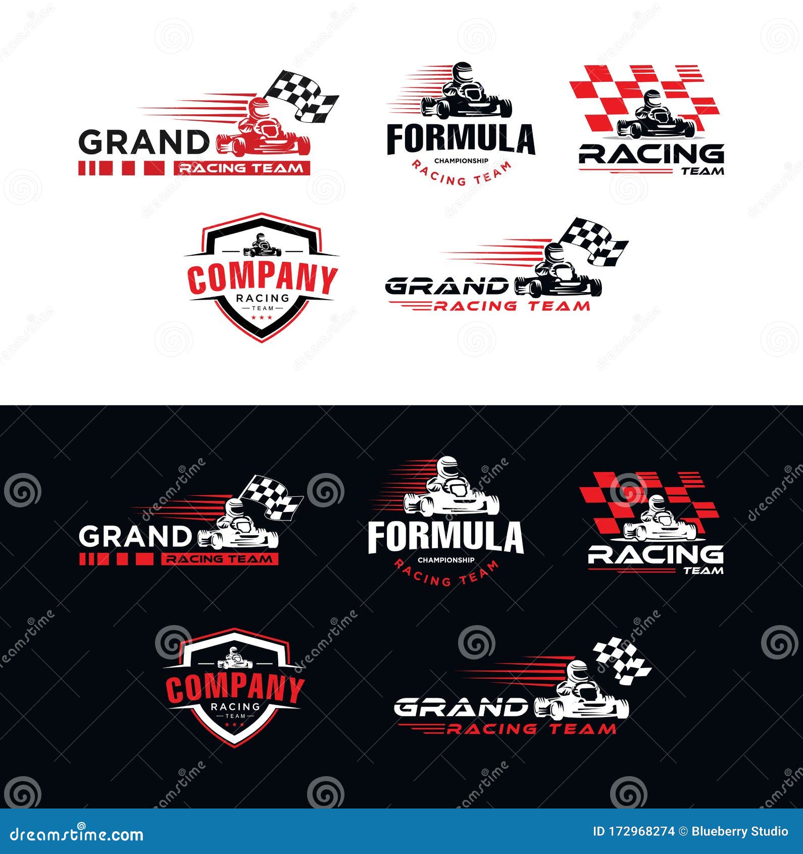 set of karting race  logo,emblem template  image . go kart logo  . kart driver sport logo icon.man drive kart in