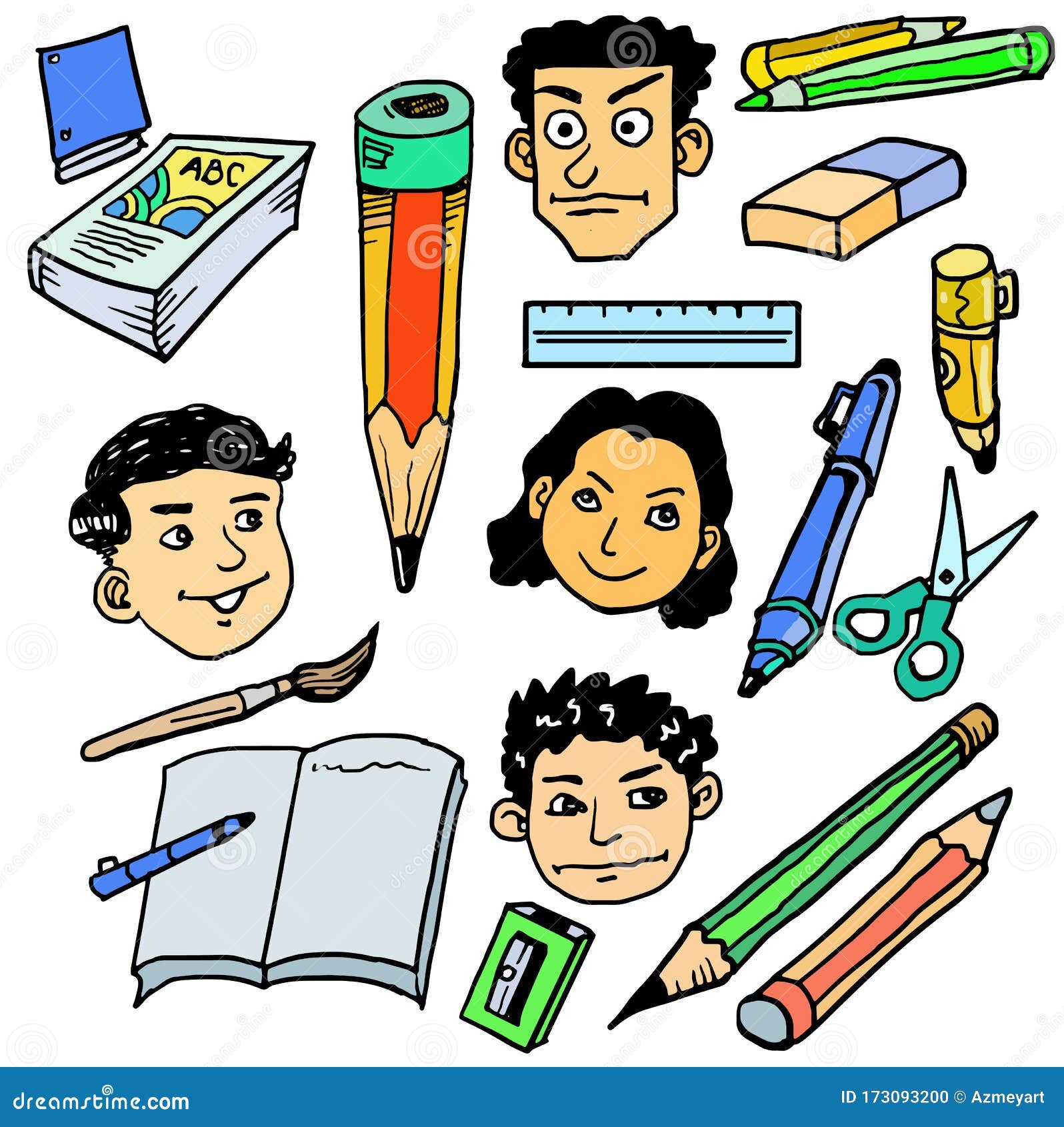 Cartoon Kids and Stationery Stock Vector Illustration of classroom