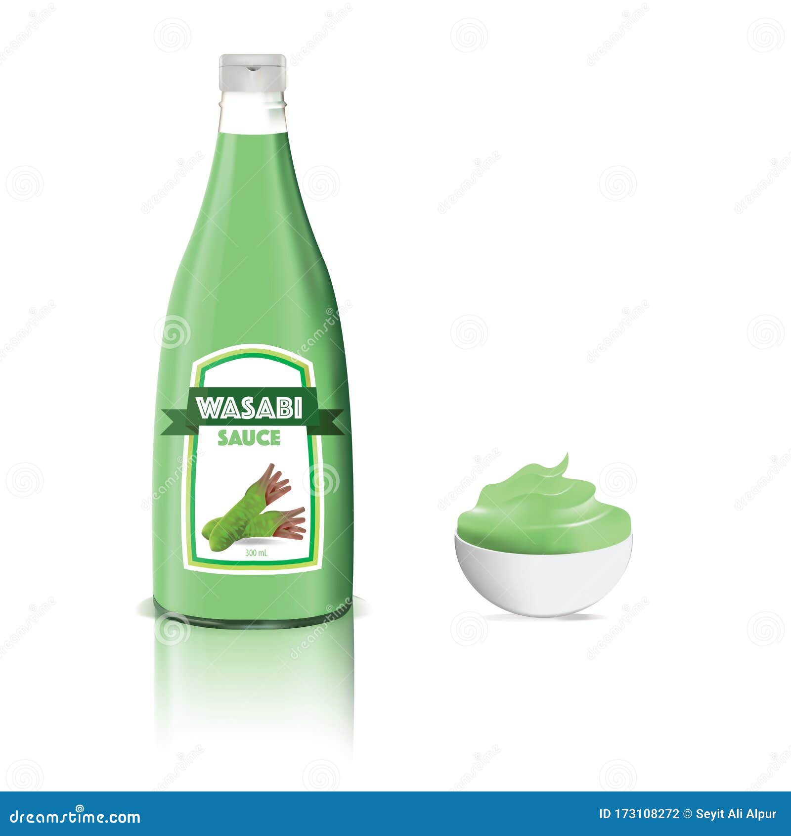 Wasabi Sauce and Presentation Stock Vector Illustration of organic