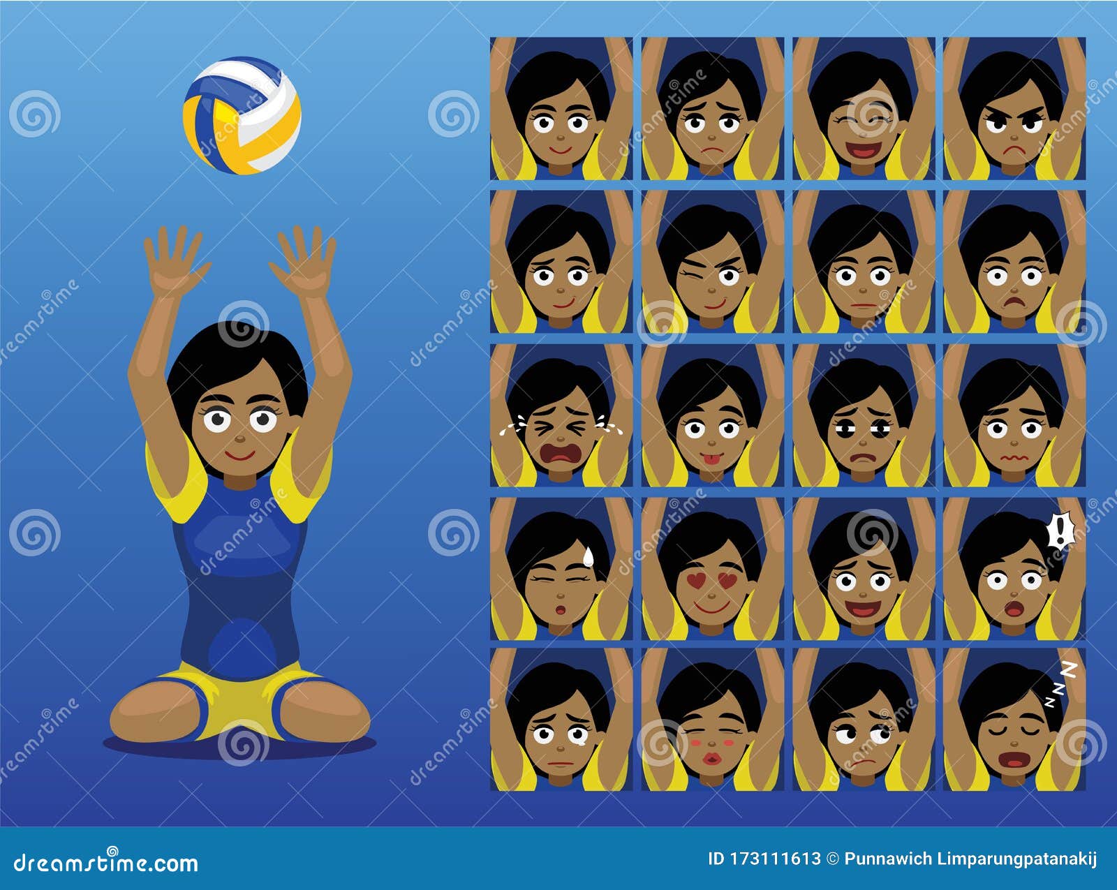ParaAthlete Volleyball Sitting Cartoon Character Vector Illustration