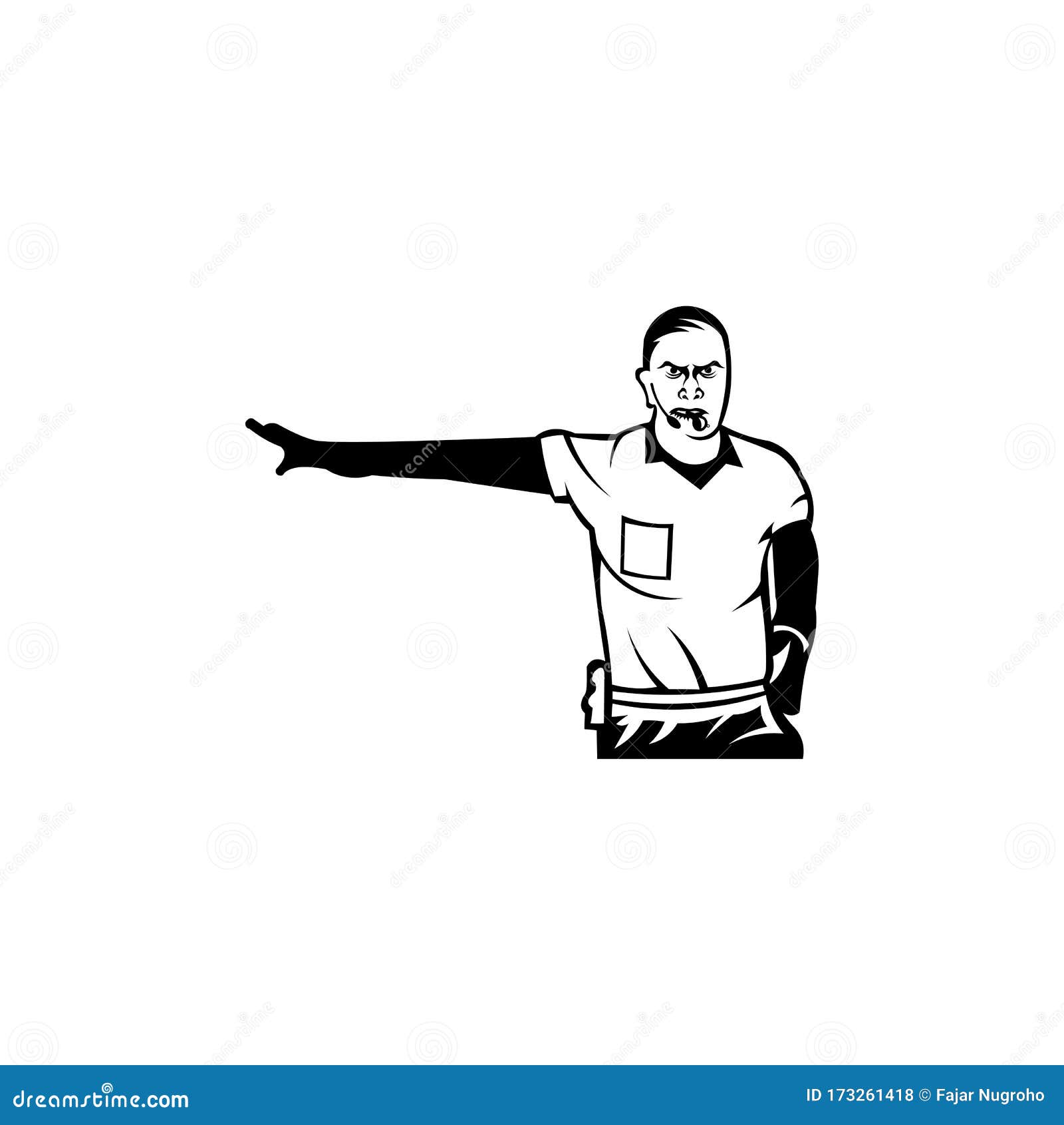 Whistling Soccer Referee Showing Stopping Hand during Match Stock