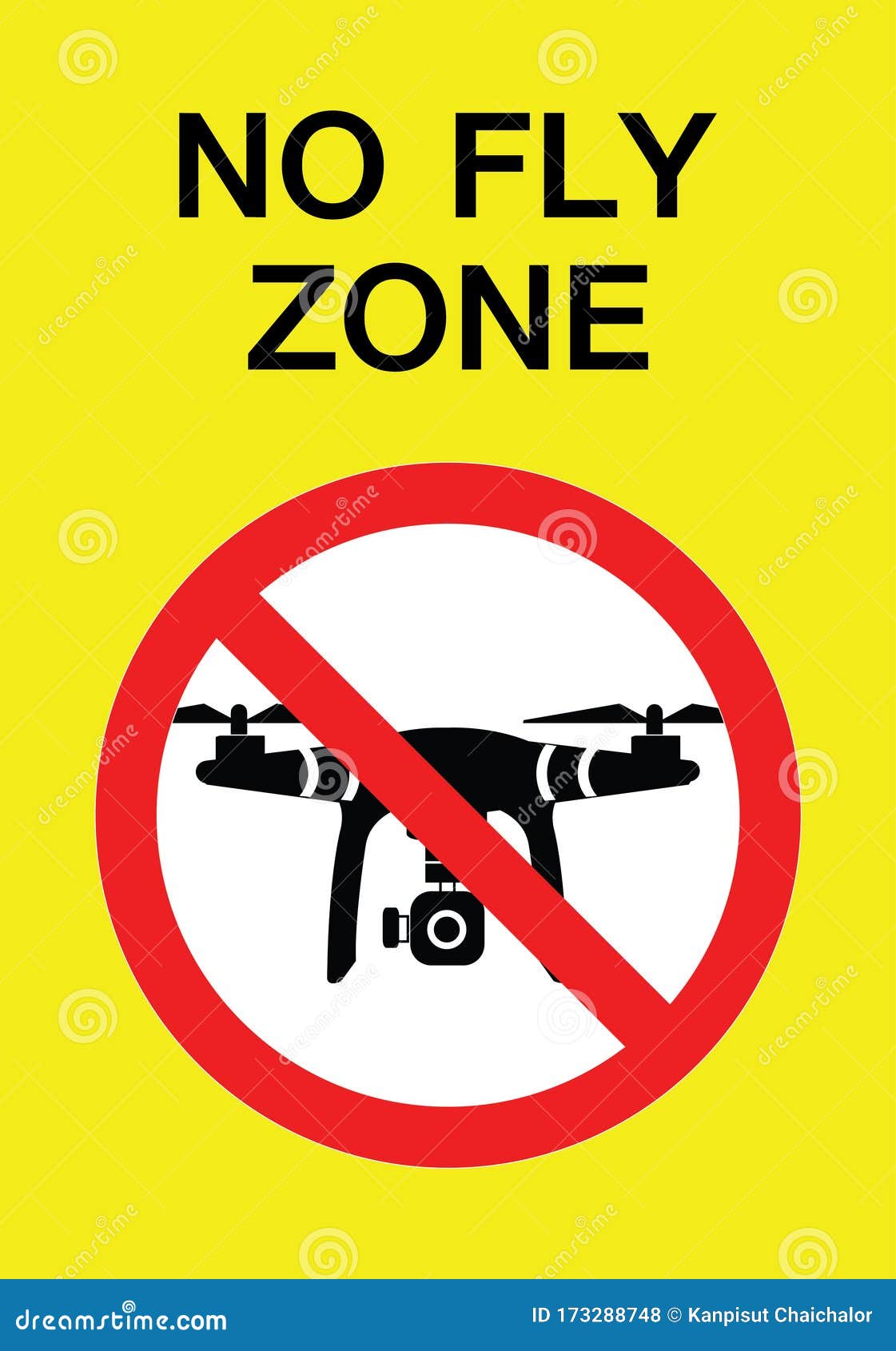 No Drone Zone, Spy Camera Flights or Fly Prohibited Sign Label Vector