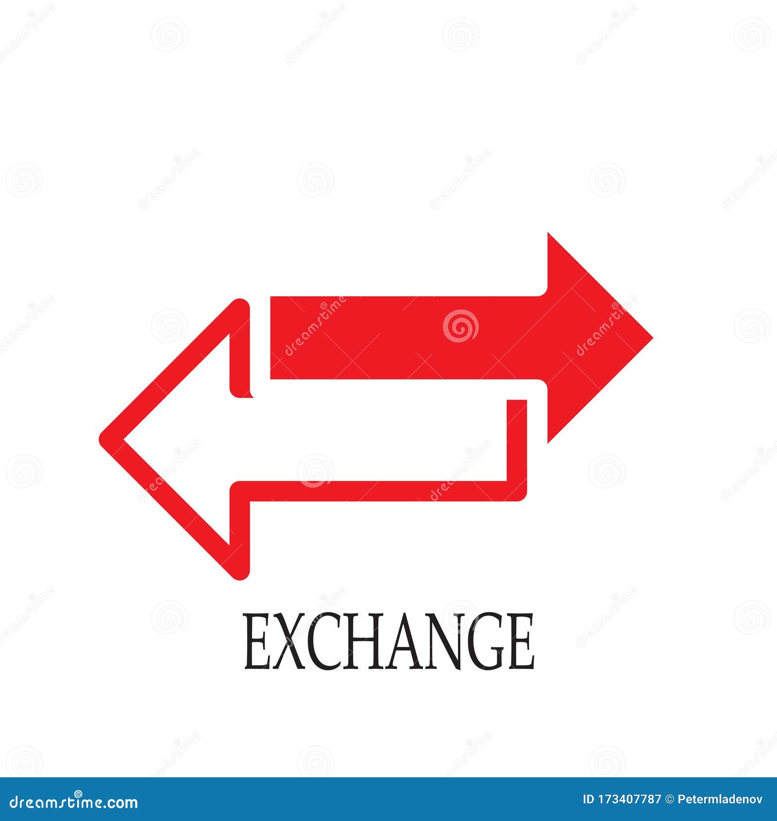 Exchange Red Arrows in Opposite Directions, Vector Icon Stock Vector