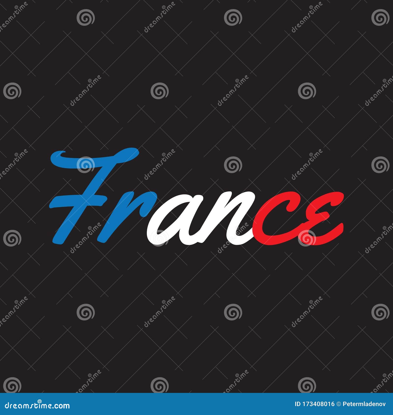 France Text Lettering in National Flag Colors - Vector Illustration ...