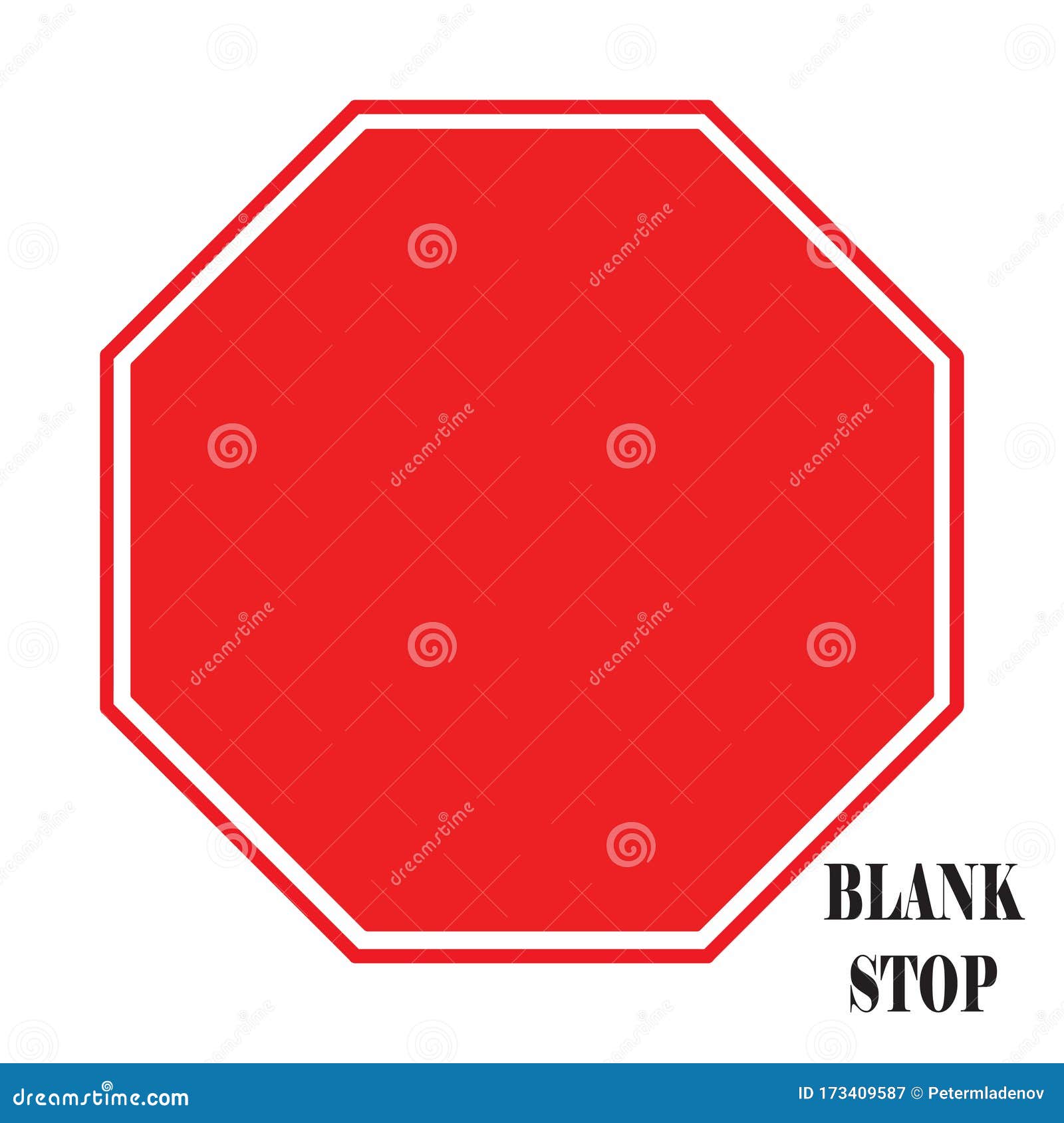 Blank Red Stop Sign on White Background. Stock Vector - Illustration of