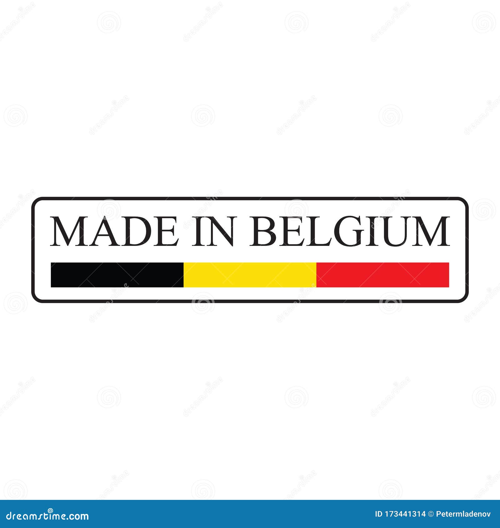 Made in Belgium label with Belgian flag colors Stock Vector