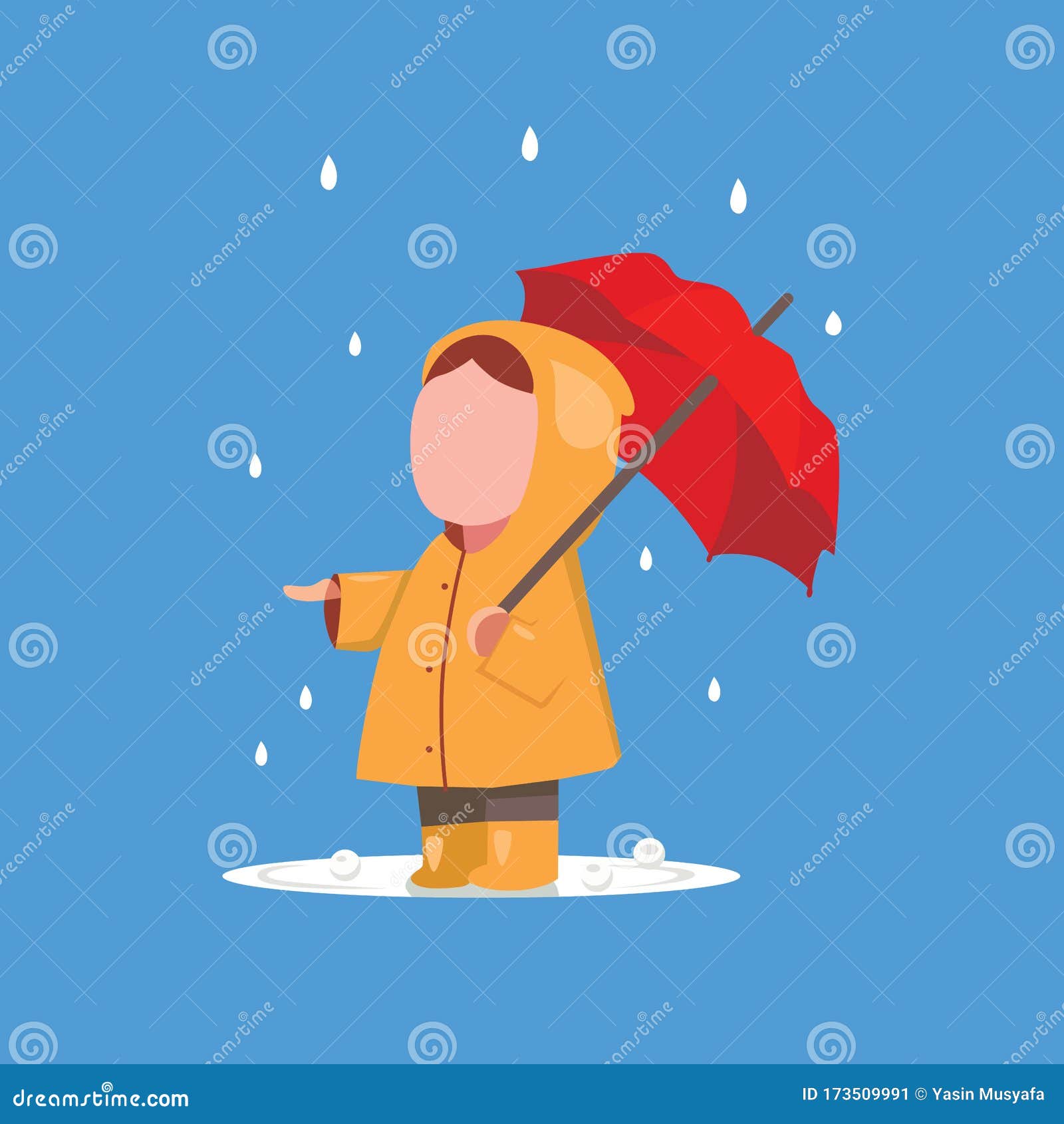 A Girl in Yellow Raincoat. Woman Wears a Raincoat Holding an Umbrella