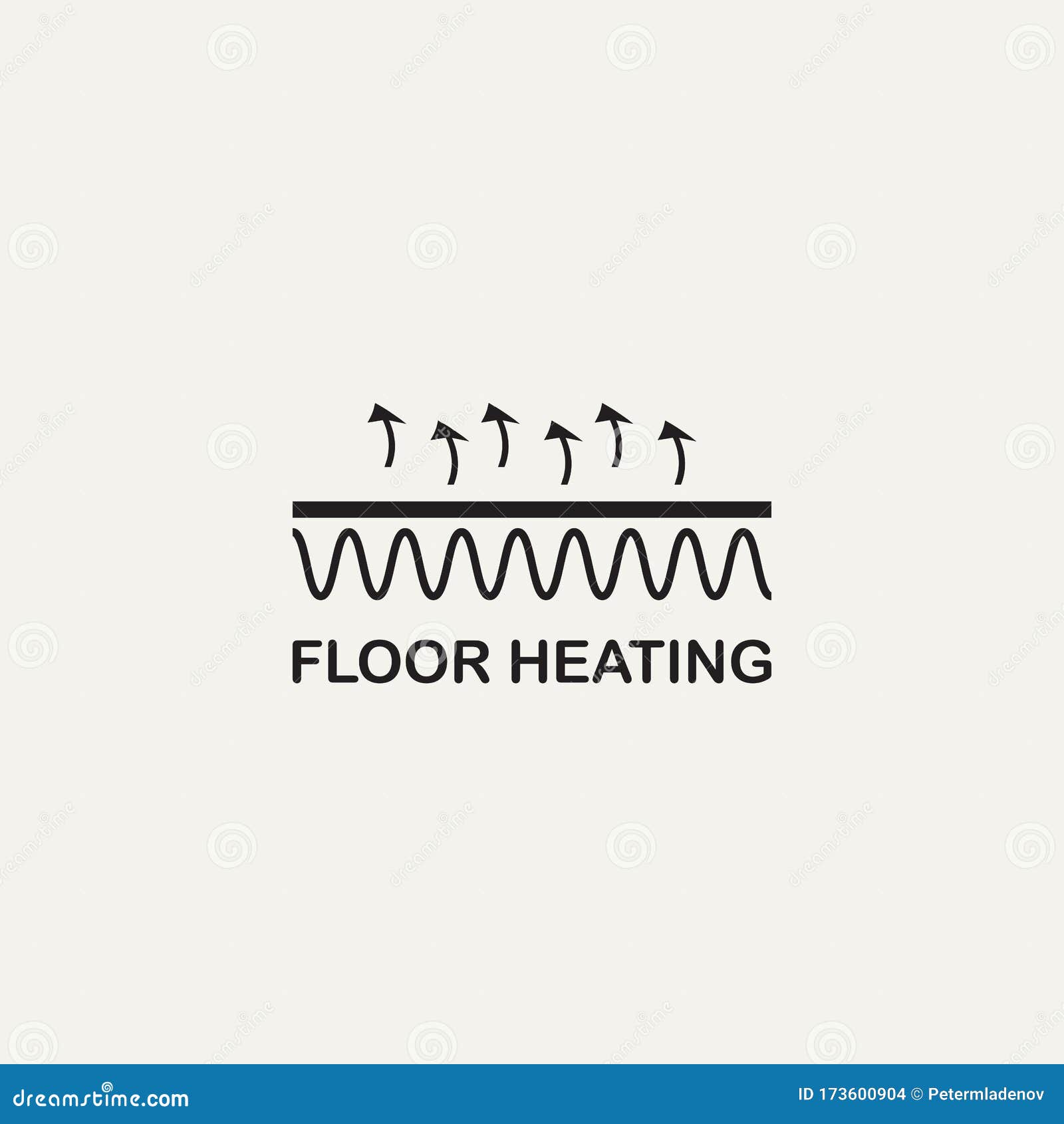 Floor Heating Icon Symbol, Black Flat Sign Stock Vector Illustration