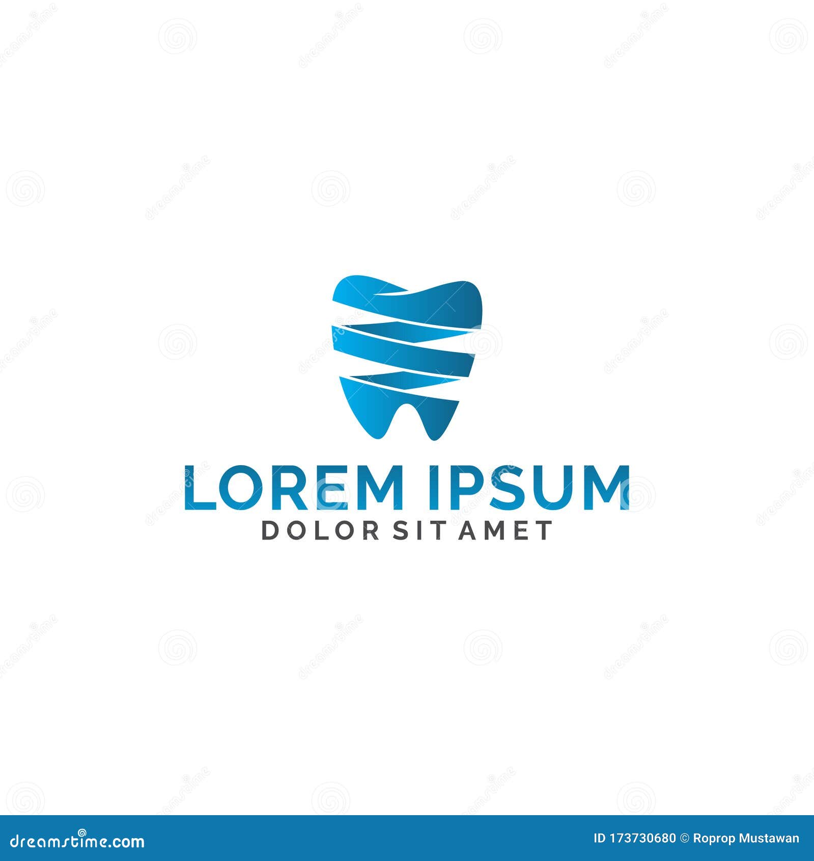 Dental Care Company Logo Template with 3d Swirl Teeth Symbol in Modern