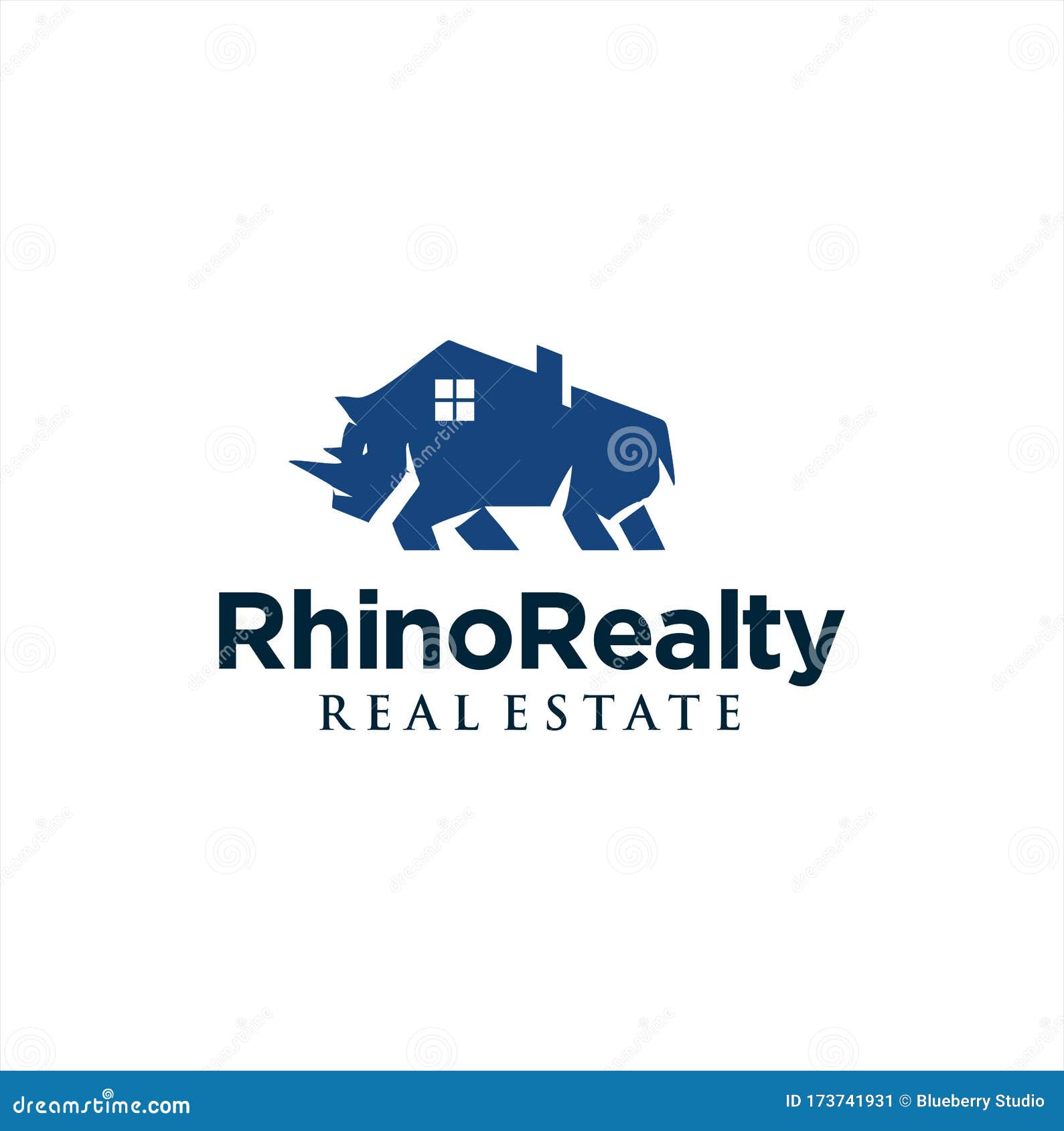 Rhino Real Estate Logo Design . Strong Rhino Home Logo Design