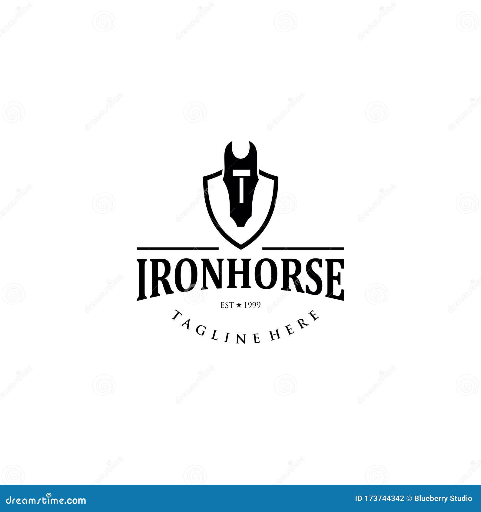 Iron Horse Logo Vintage Retro Hipster Silhouette Illustration Design