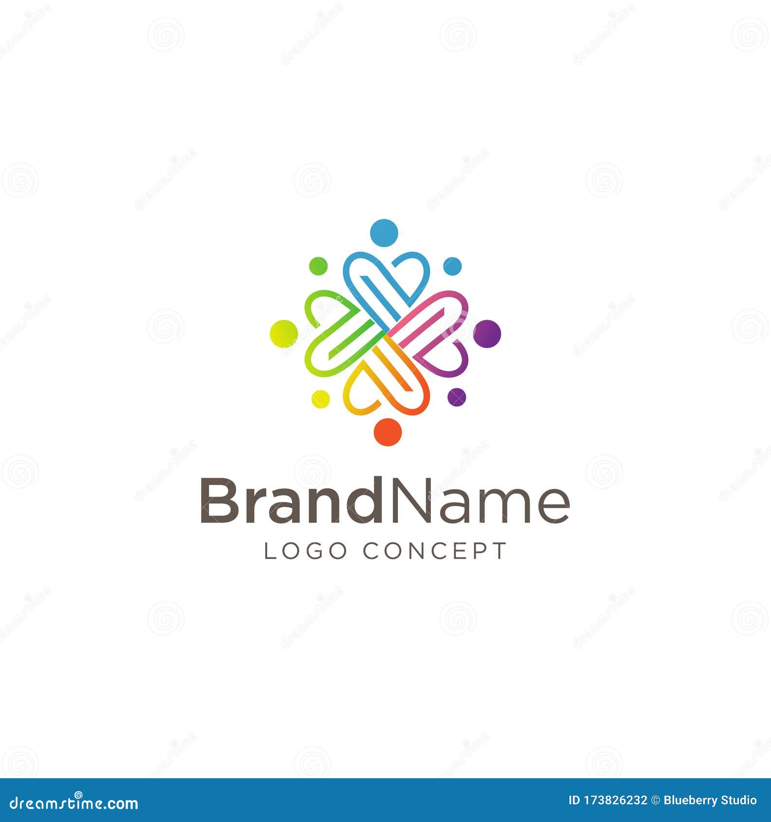 logo love heart teamwork people logo , caring group logo ,  icon . colorful people group team logo stock  