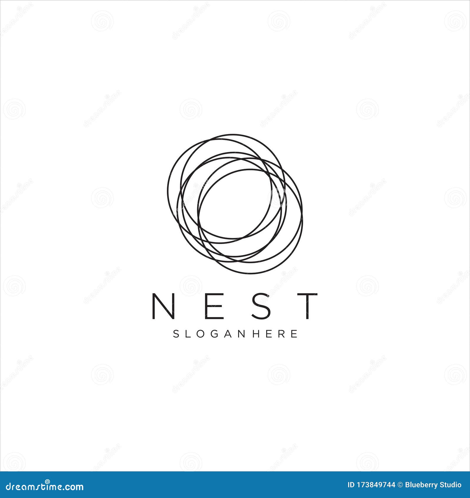 Modern Simple Vector Bird Nest Logo Design Template. Nest Logo Vintage