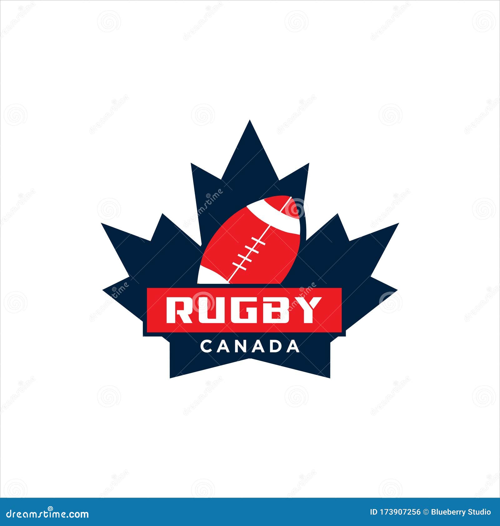 Canadian Rugby Logo Design Vector Illustration. Maple Leaf Rugby Logo