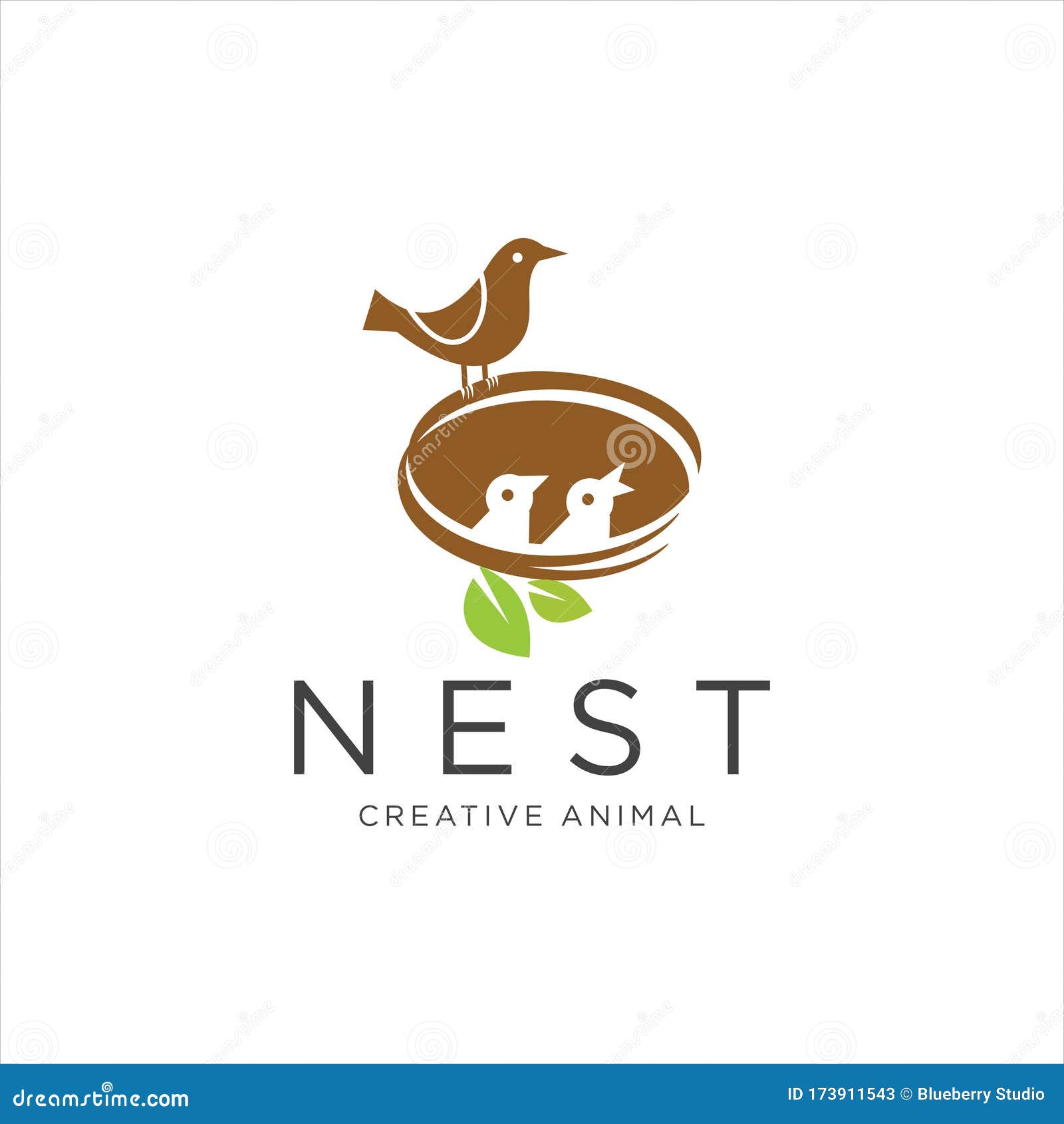 Bird Nest Logo Design Illustration . Bird Logo Vector , Nest Logo