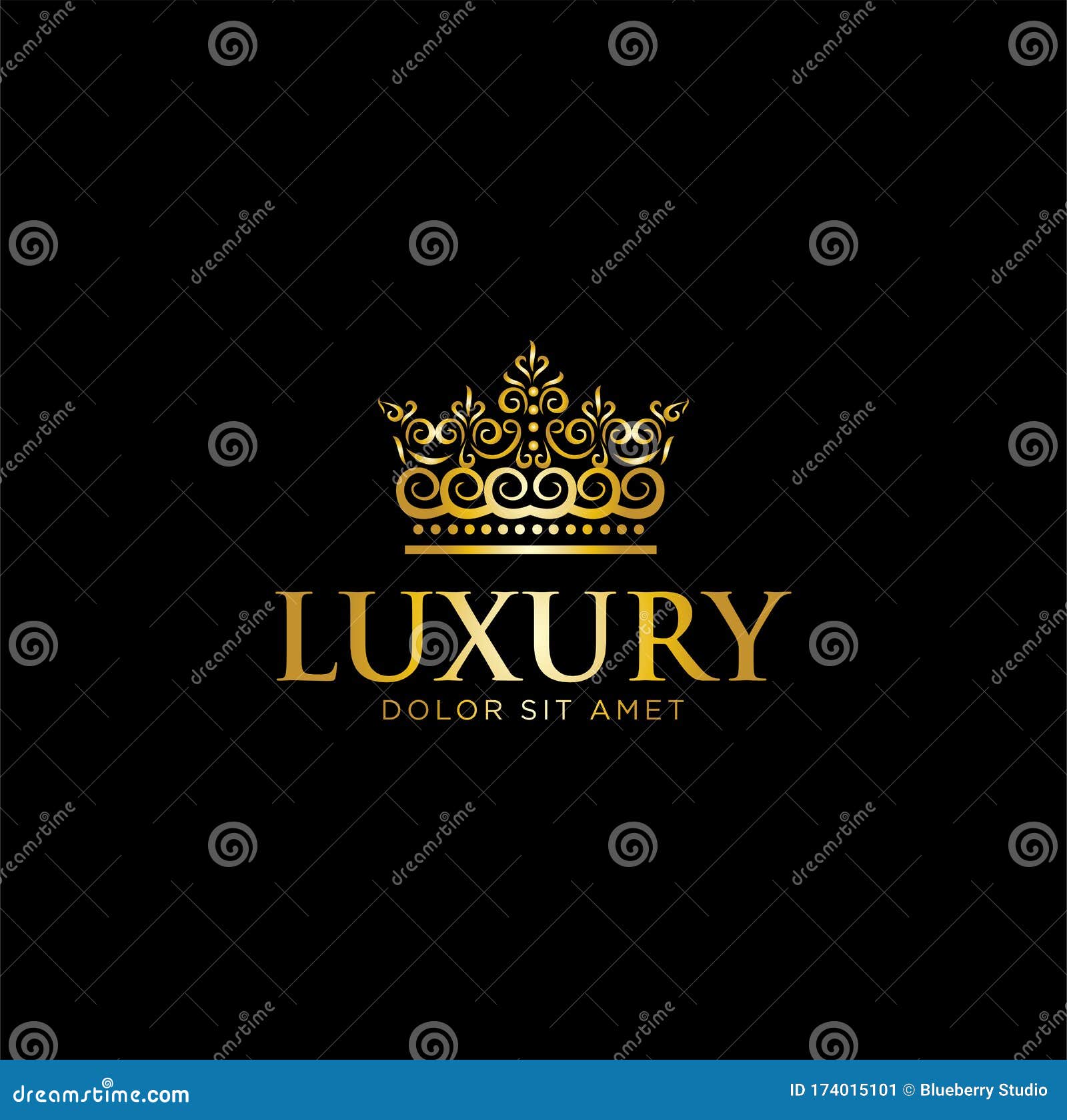 Golden Crown Logo Abstract Design . Royal Crown Logo Design . Vintage ...