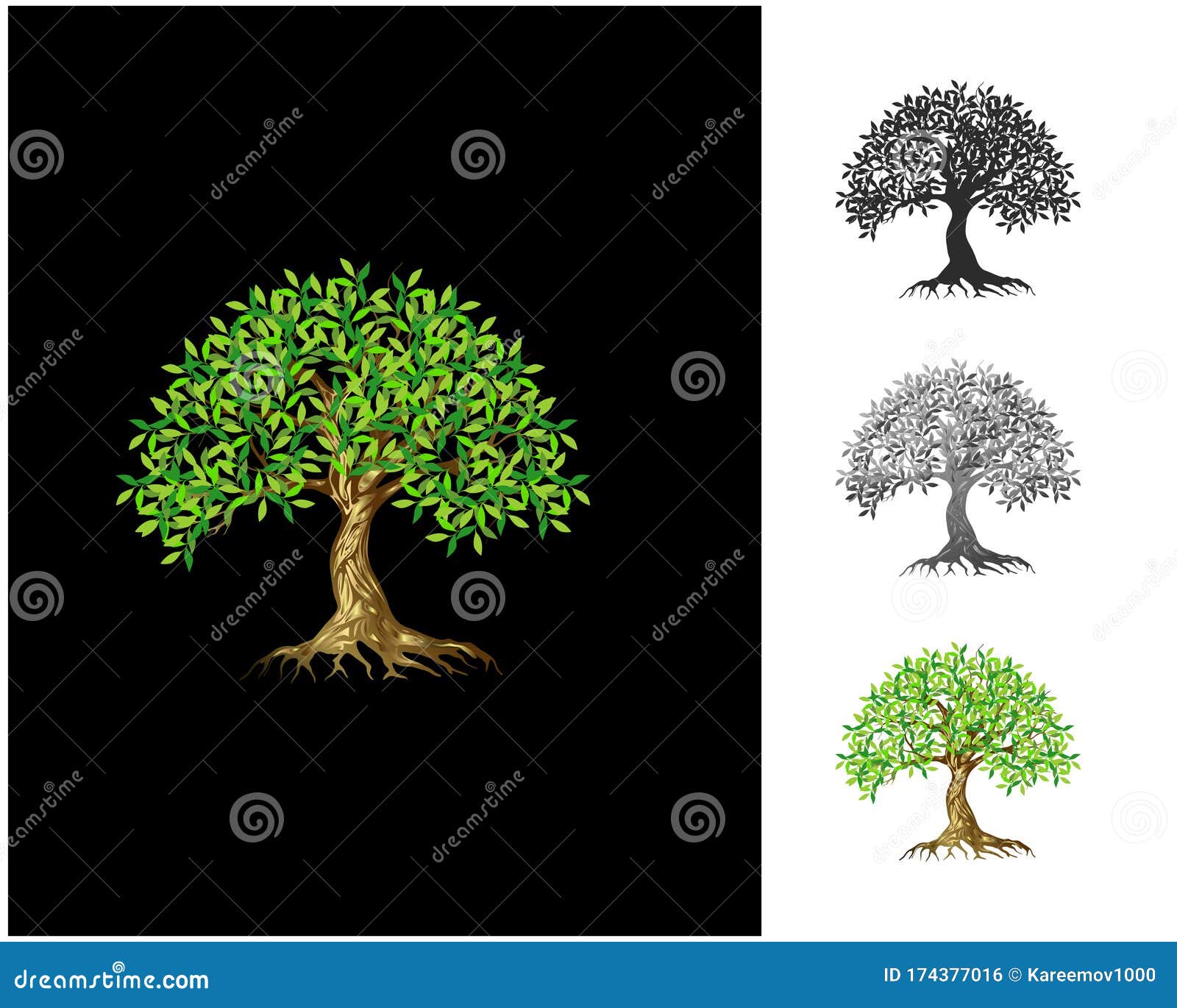 charming decorative tree, luxury elegant tree logo, exotics logo s on black background.