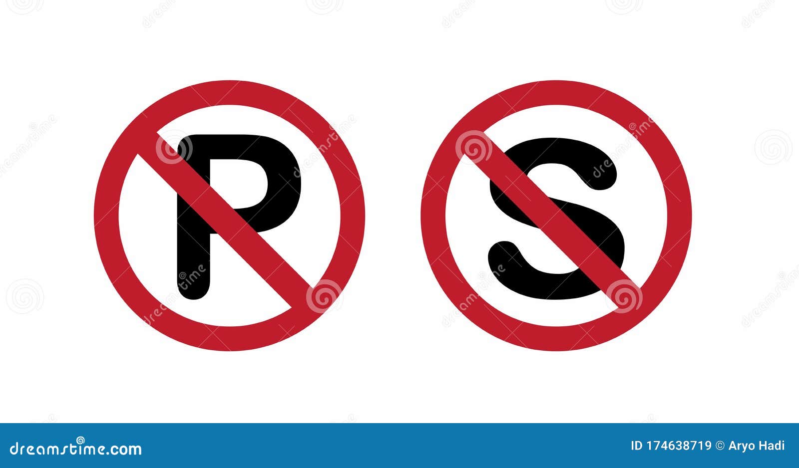 No Parking and Dont Stop, Traffic Sign Symbol. Letter P and S Cross with  Circle in Flat Illustration Vector Isolated in White Back Stock Vector -  Illustration of entry, isolated: 174638719