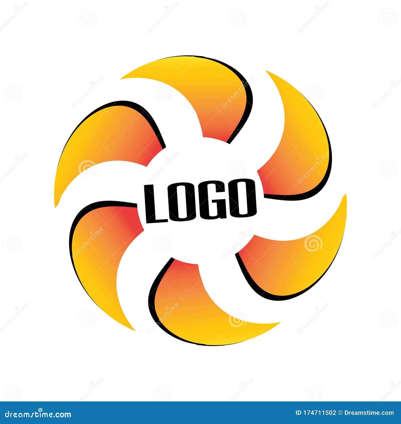 Vector Illustration Circle Curve Yellow Sun Logo Company Design Stock