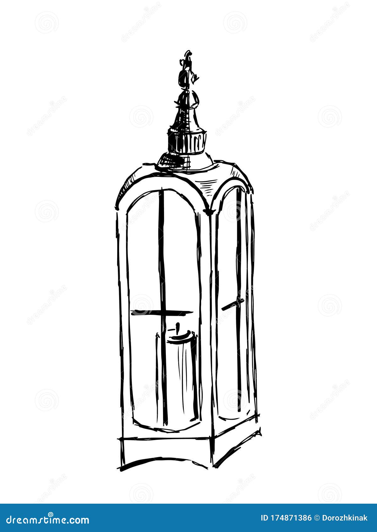 Vintage Candle Holder with a Candle Inside Stock Vector Illustration