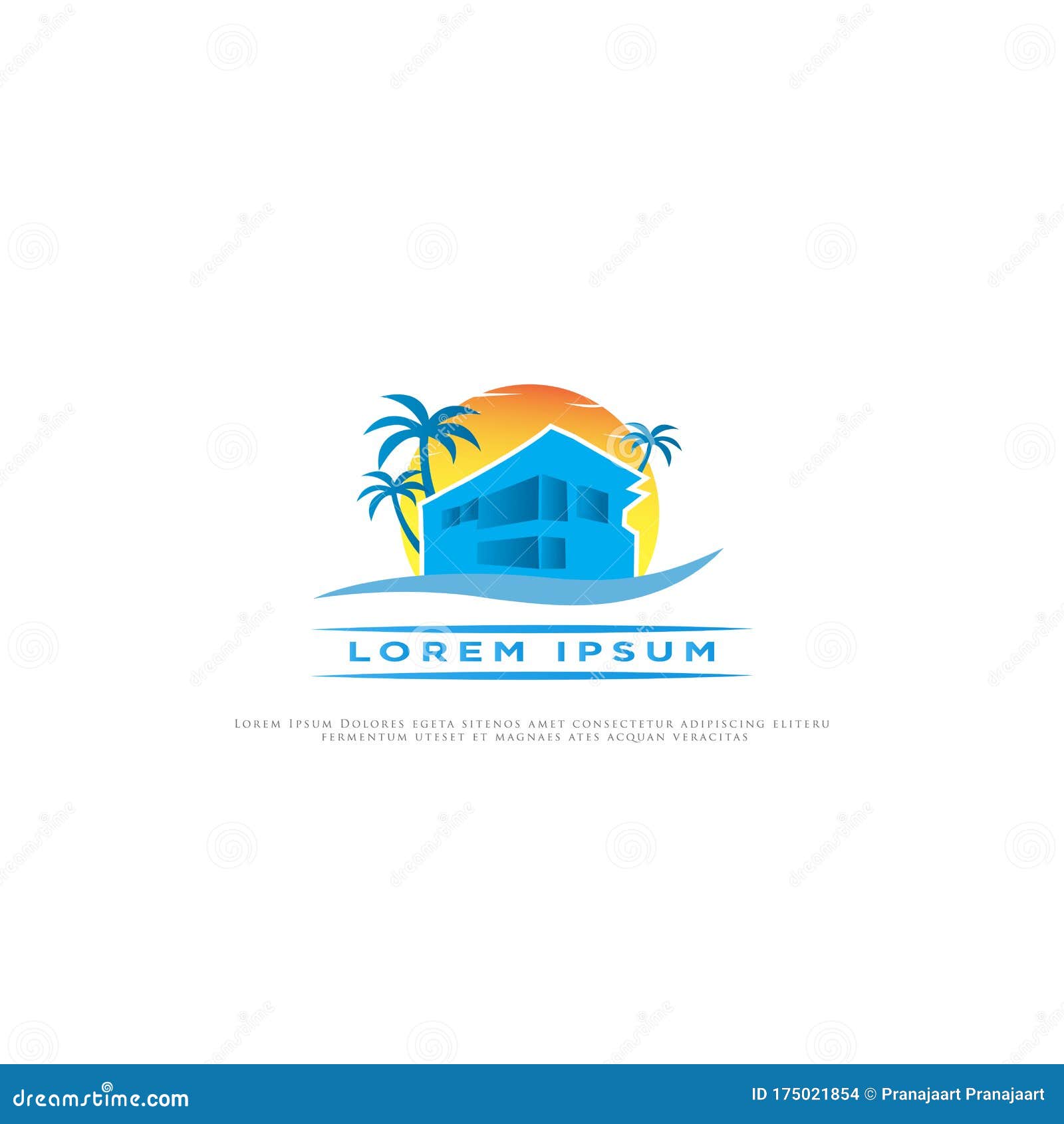 Beach House Logo Design, Real Estate Logo, Beach Resort, Villa Logo