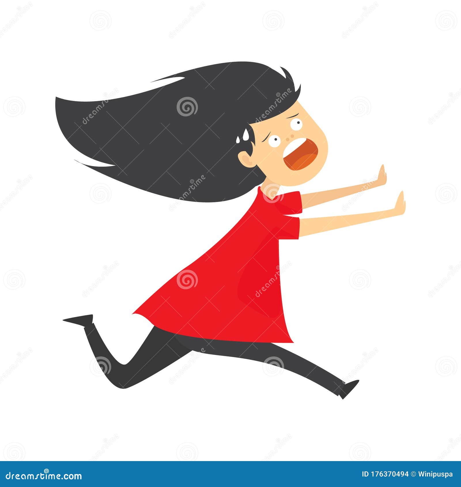 Cartoon Character of Young Woman with Scared Face Expression. Stock Vector  - Illustration of flat, cartoon: 176370494