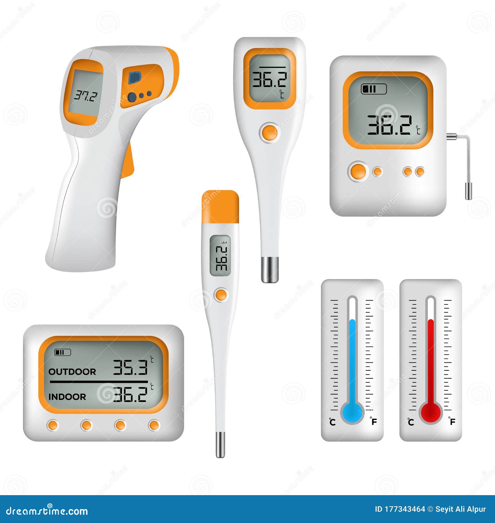Vector digital thermometer stock vector. Illustration of icon 177343464