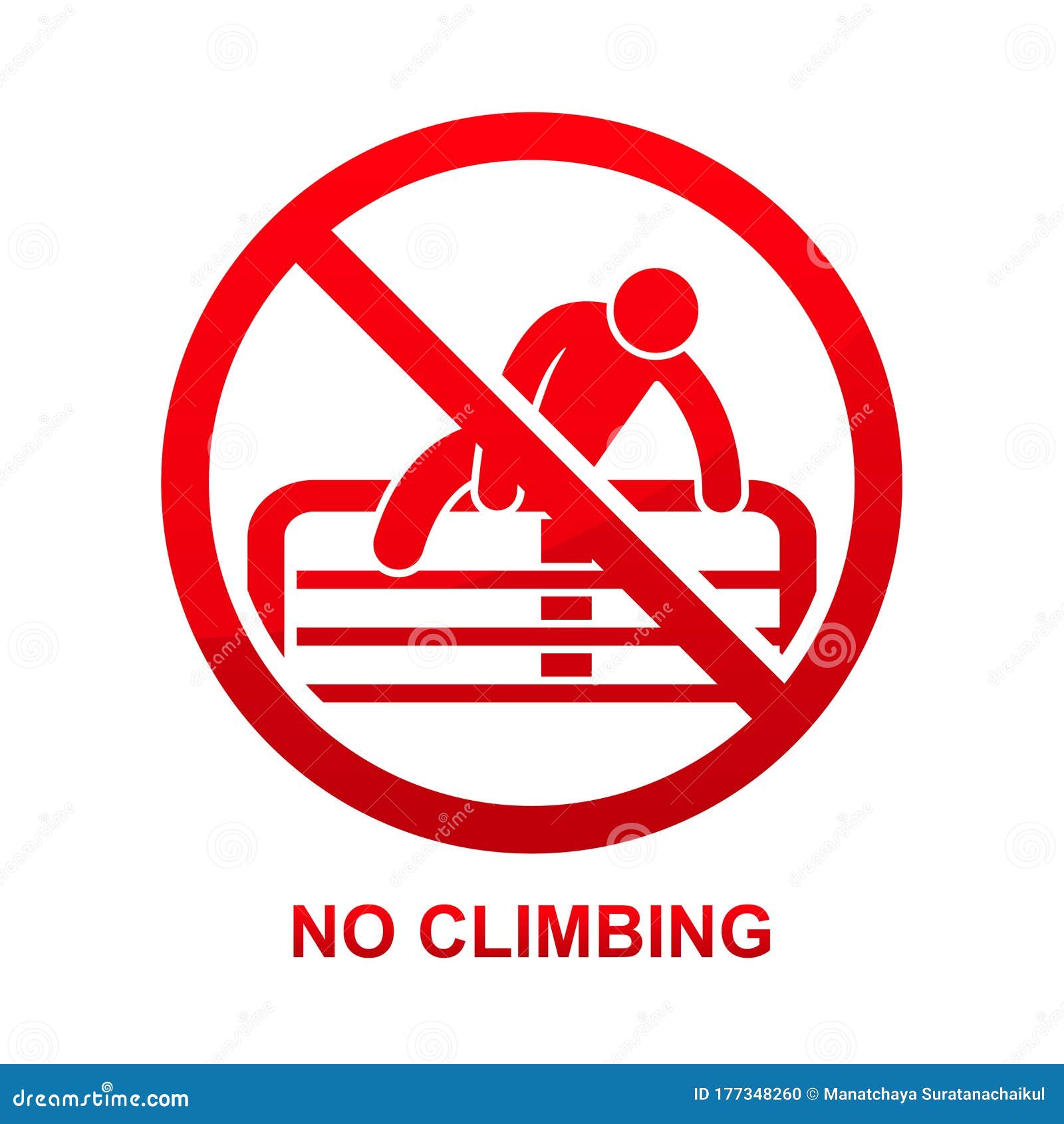 No Climbing Sign Isolated on White Background. Stock Illustration