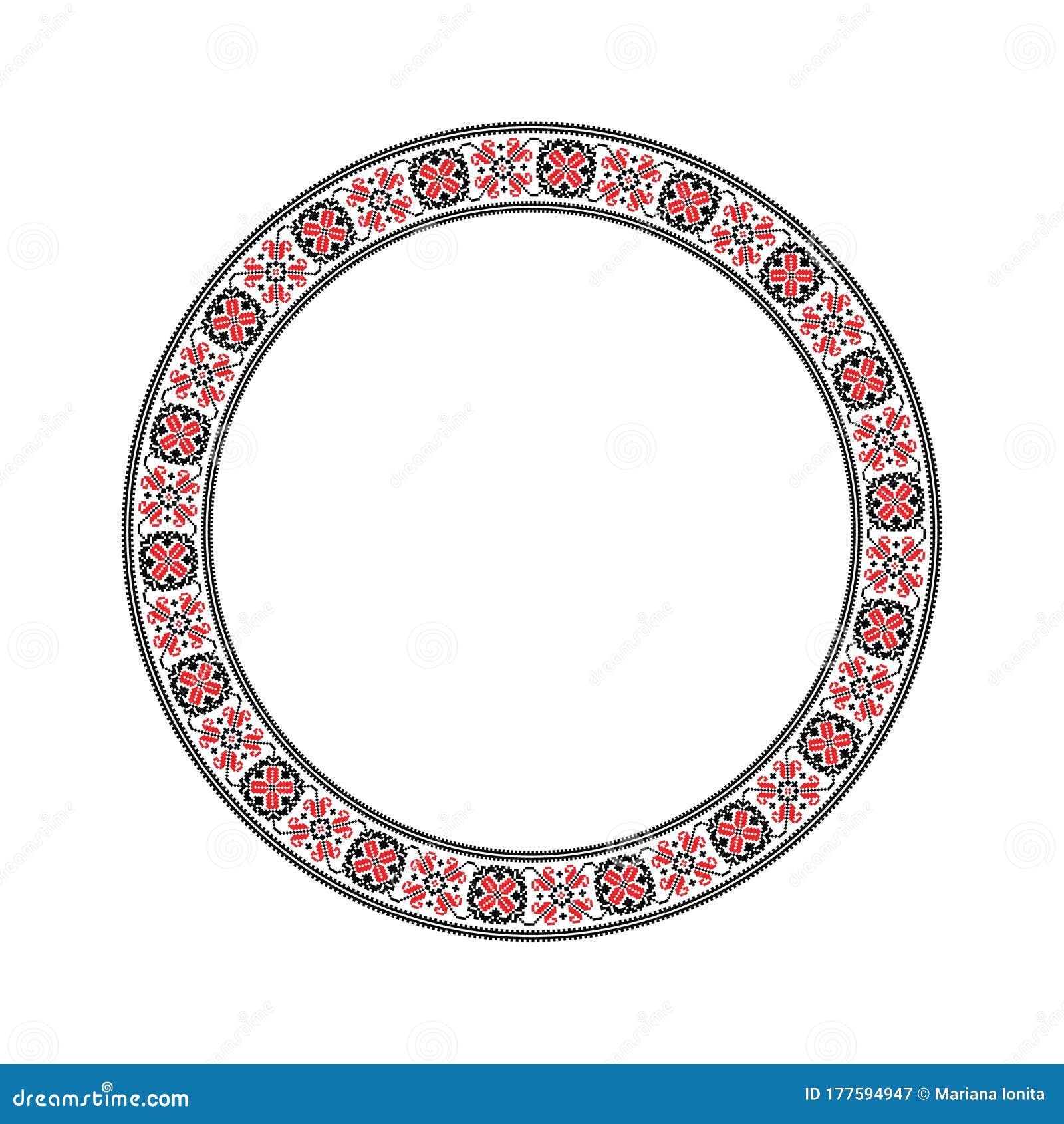 Traditional Round Ornament Embroidery Motif Stock Vector - Illustration ...