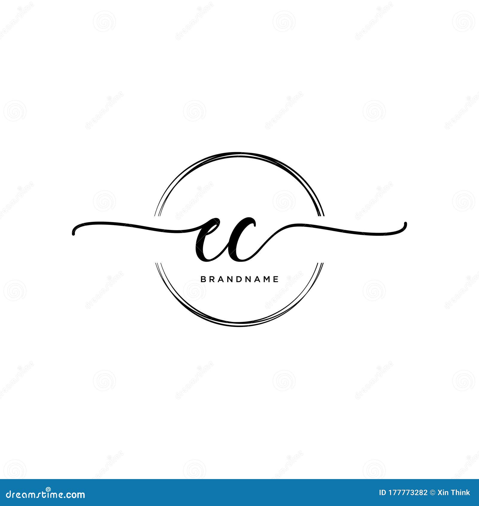 EC Initial Handwriting Logo with Circle Stock Vector - Illustration of ...