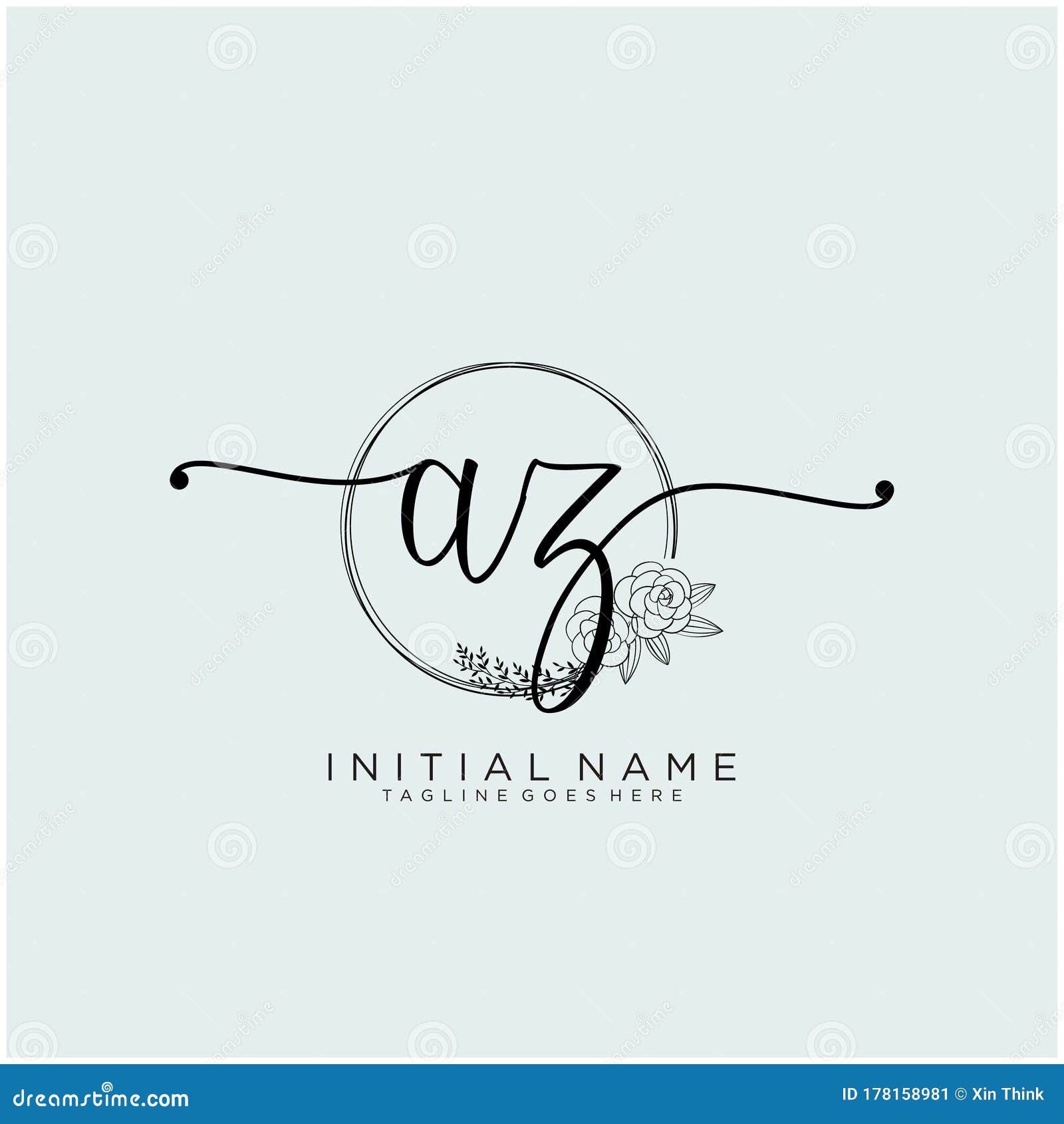 AZ Letter Initial Beauty Monogram and Elegant Stock Vector